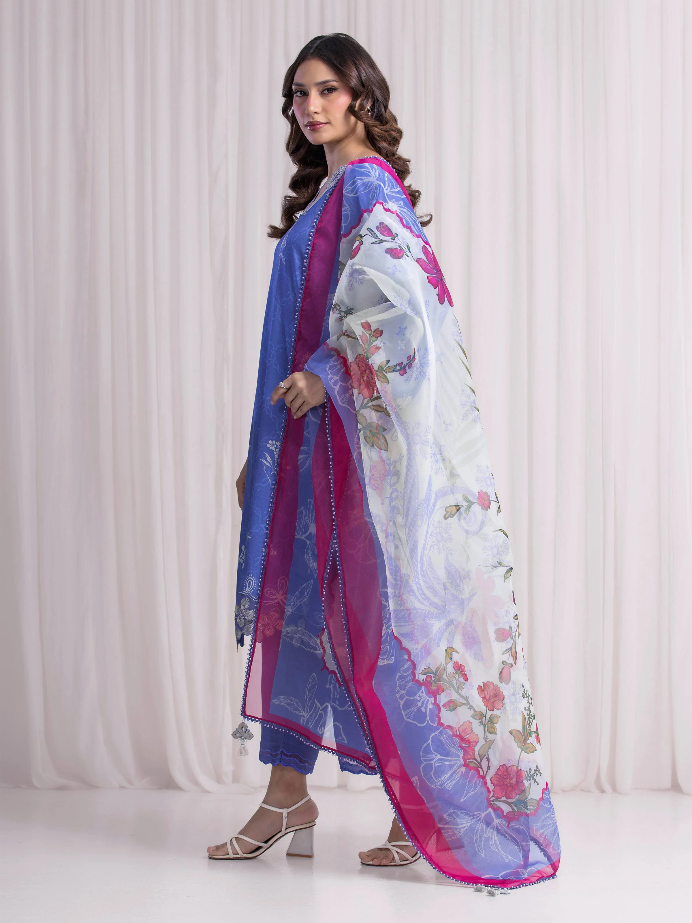 Unstitched Embroidered Silk Suit - EWU6V16-33530-3P - Image 5