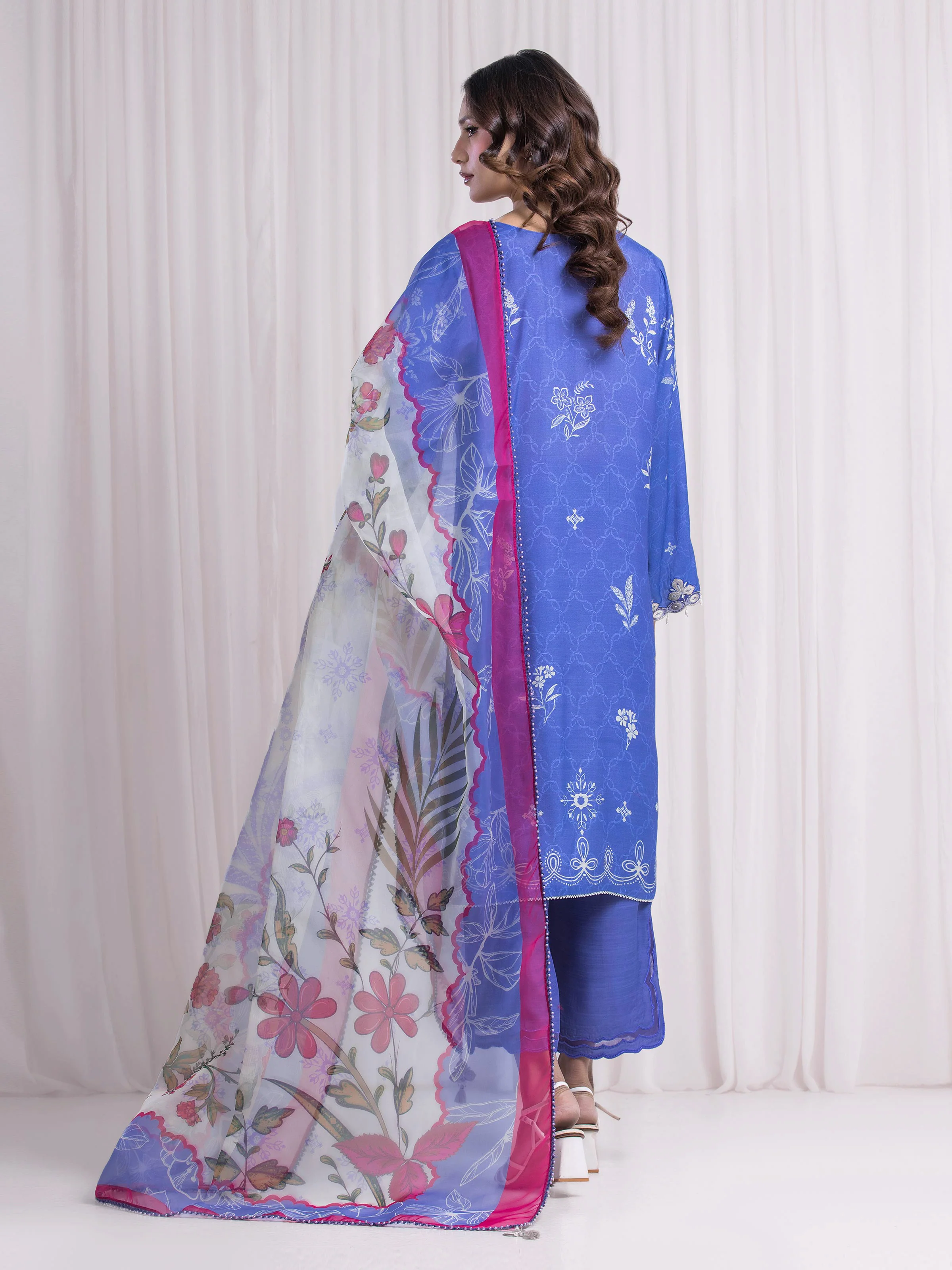 Unstitched Embroidered Silk Suit - EWU6V16-33530-3P - Image 6