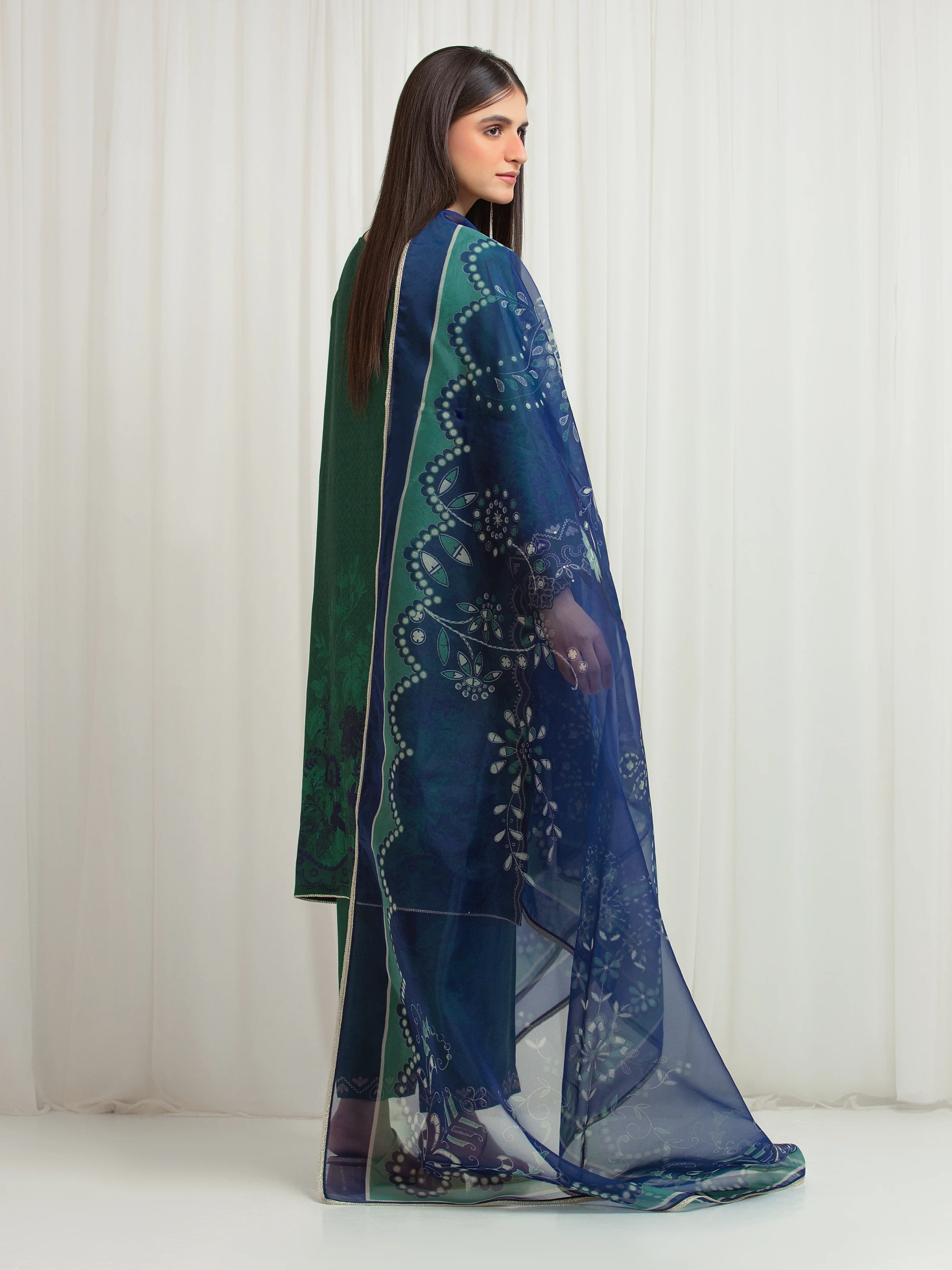 Unstitched Embroidered Raw Silk Suit - EWU6V16-33531-3P - Image 6