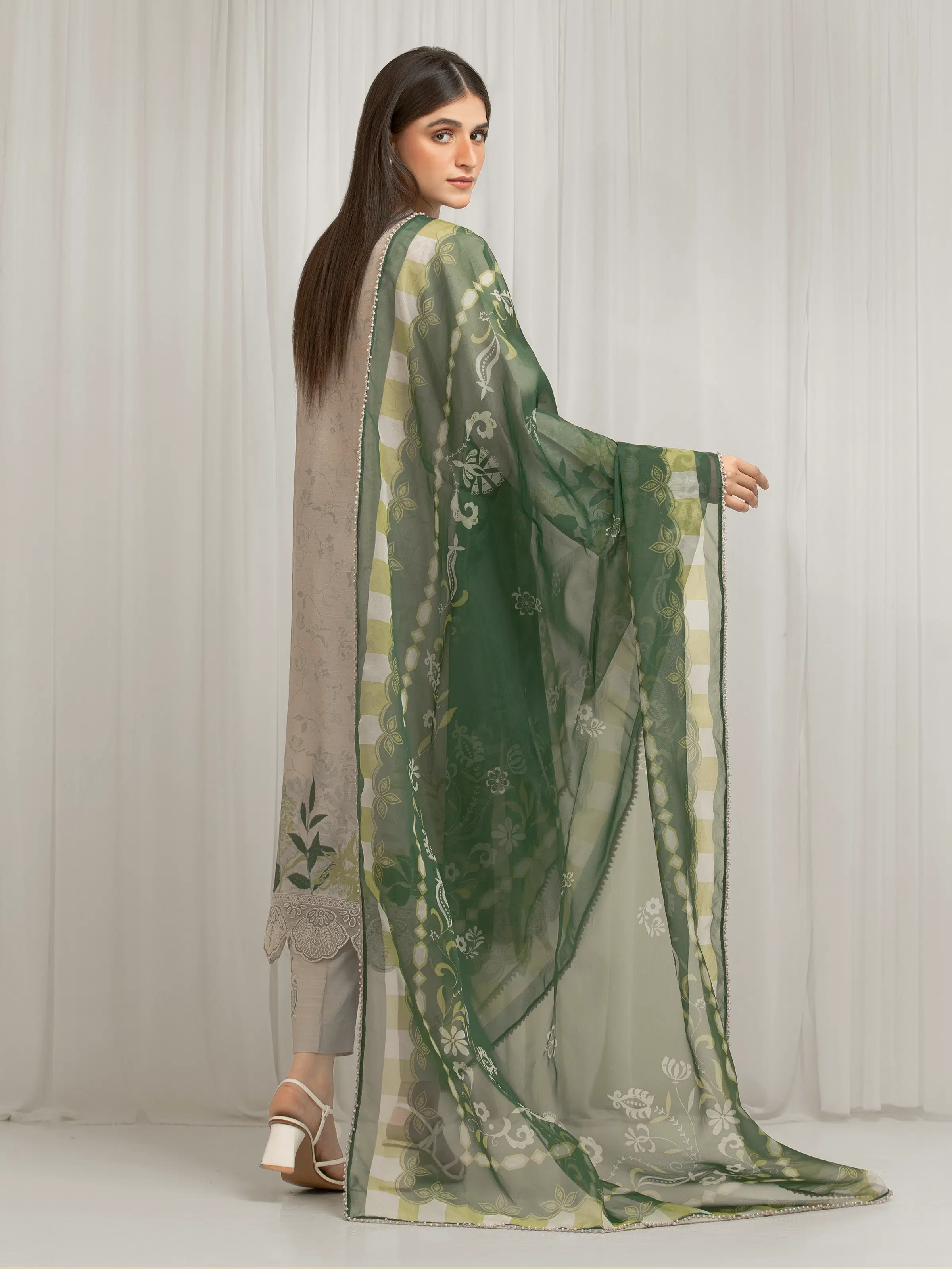 Unstitched Embroidered Raw Silk Suit - EWU6V16-33534-3P - Image 6