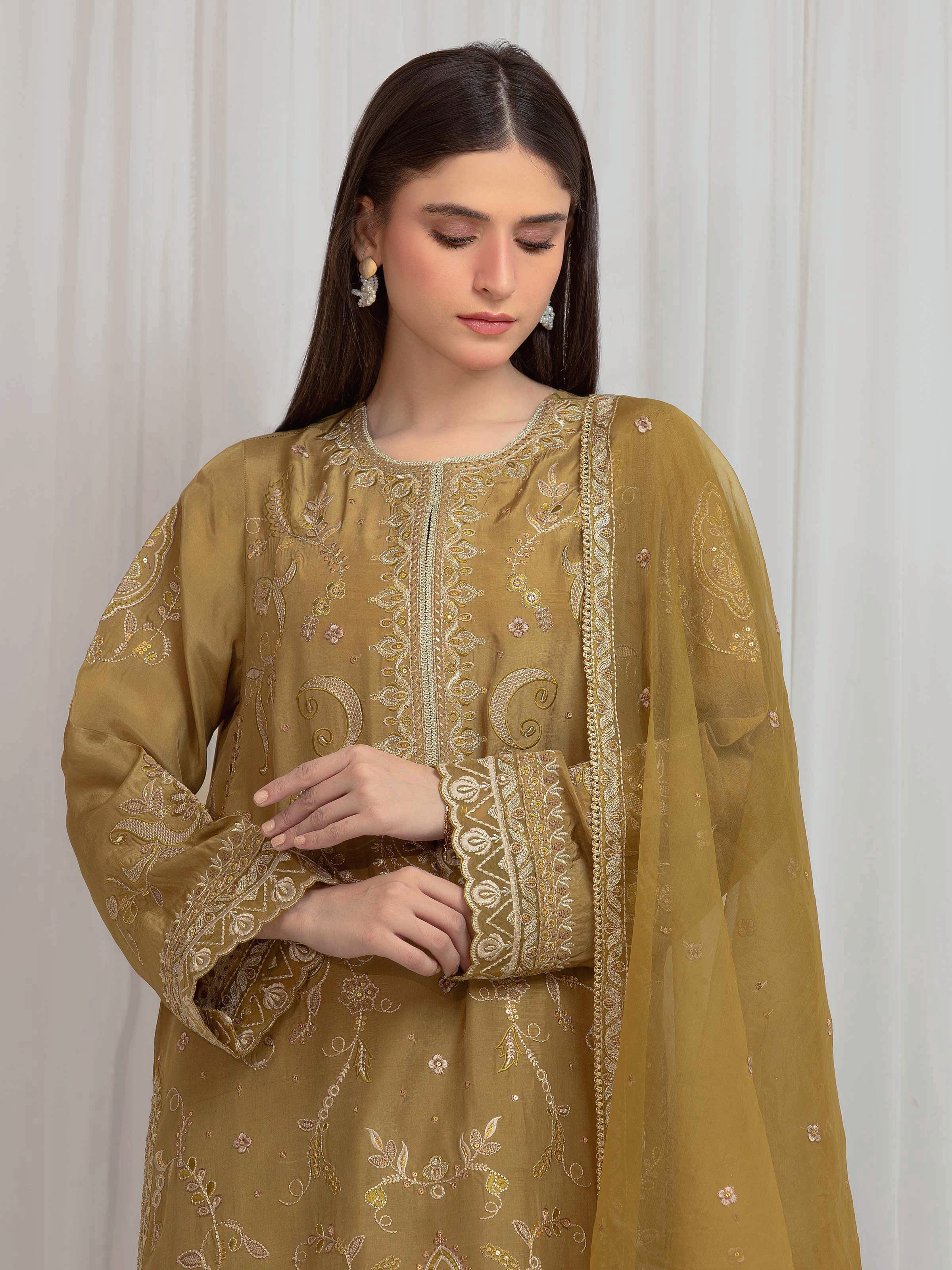 Unstitched Embroidered Silk Suit - EWU6V24-32101-3P - Image 2