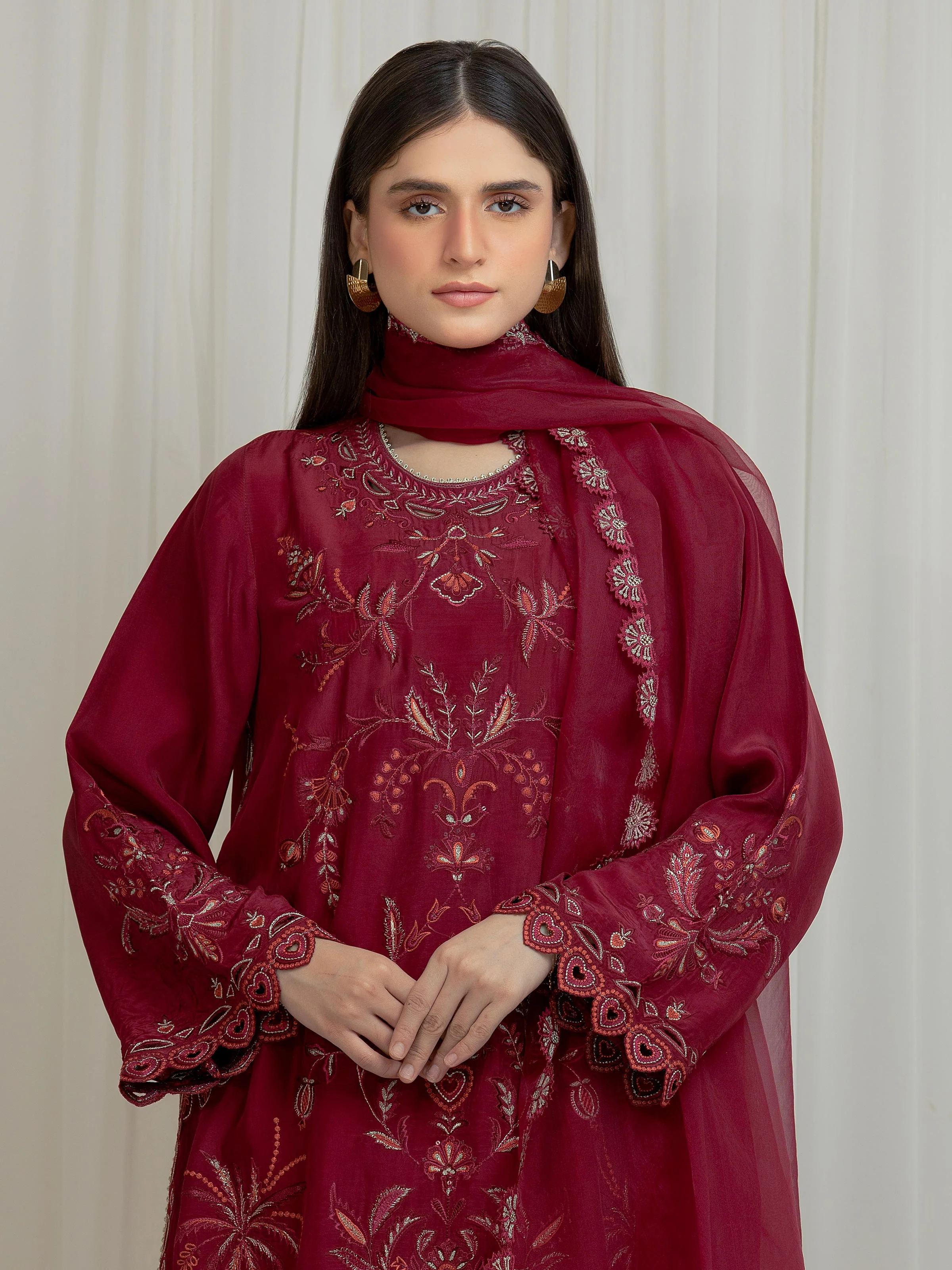 Unstitched Embroidered Silk Suit - EWU6V24-32102-3P - Image 2