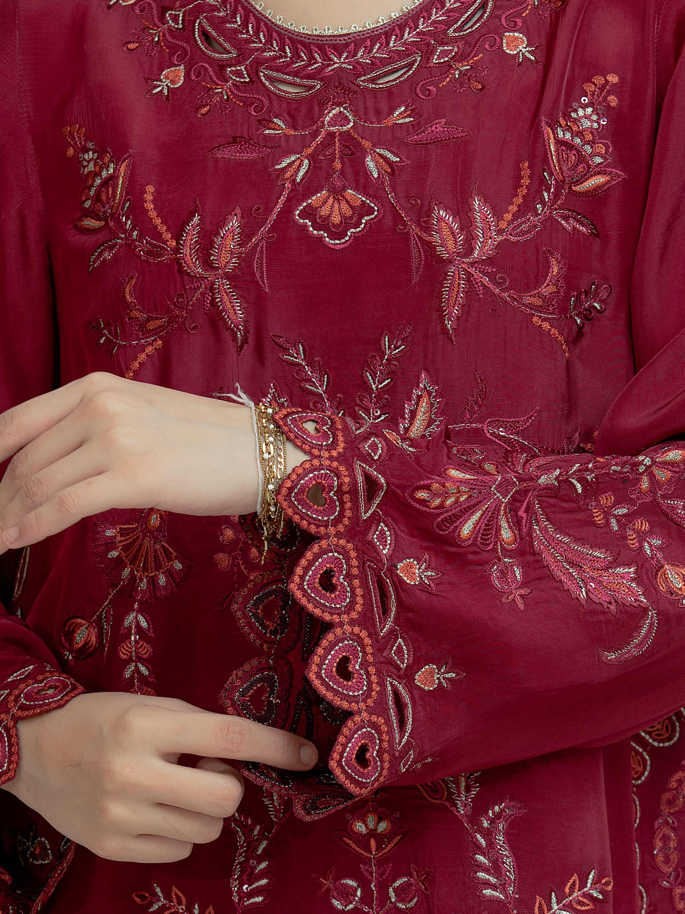 Unstitched Embroidered Silk Suit - EWU6V24-32102-3P - Image 4