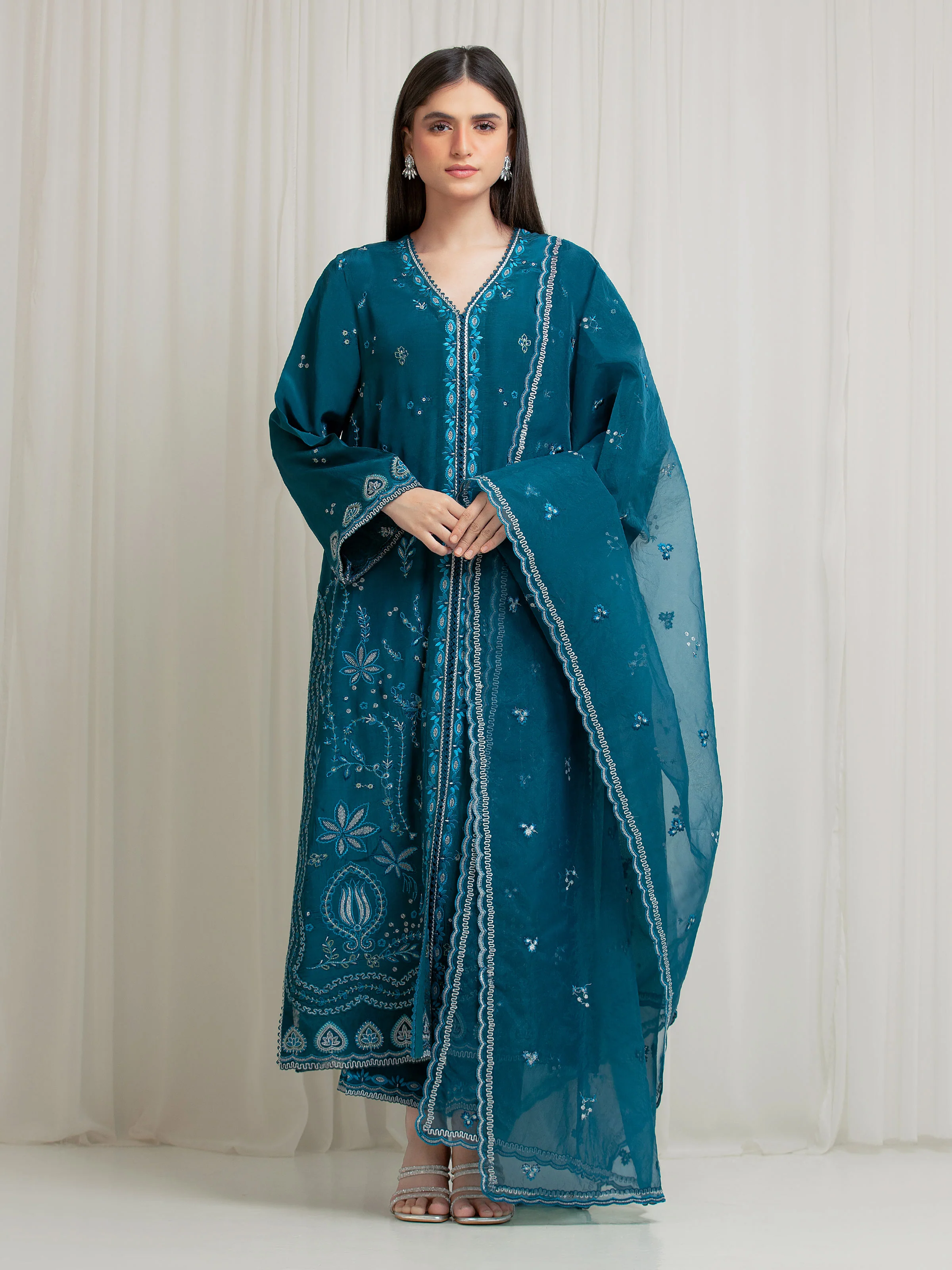 Unstitched Embroidered Silk Suit - EWU6V24-32104-3P - Image 2