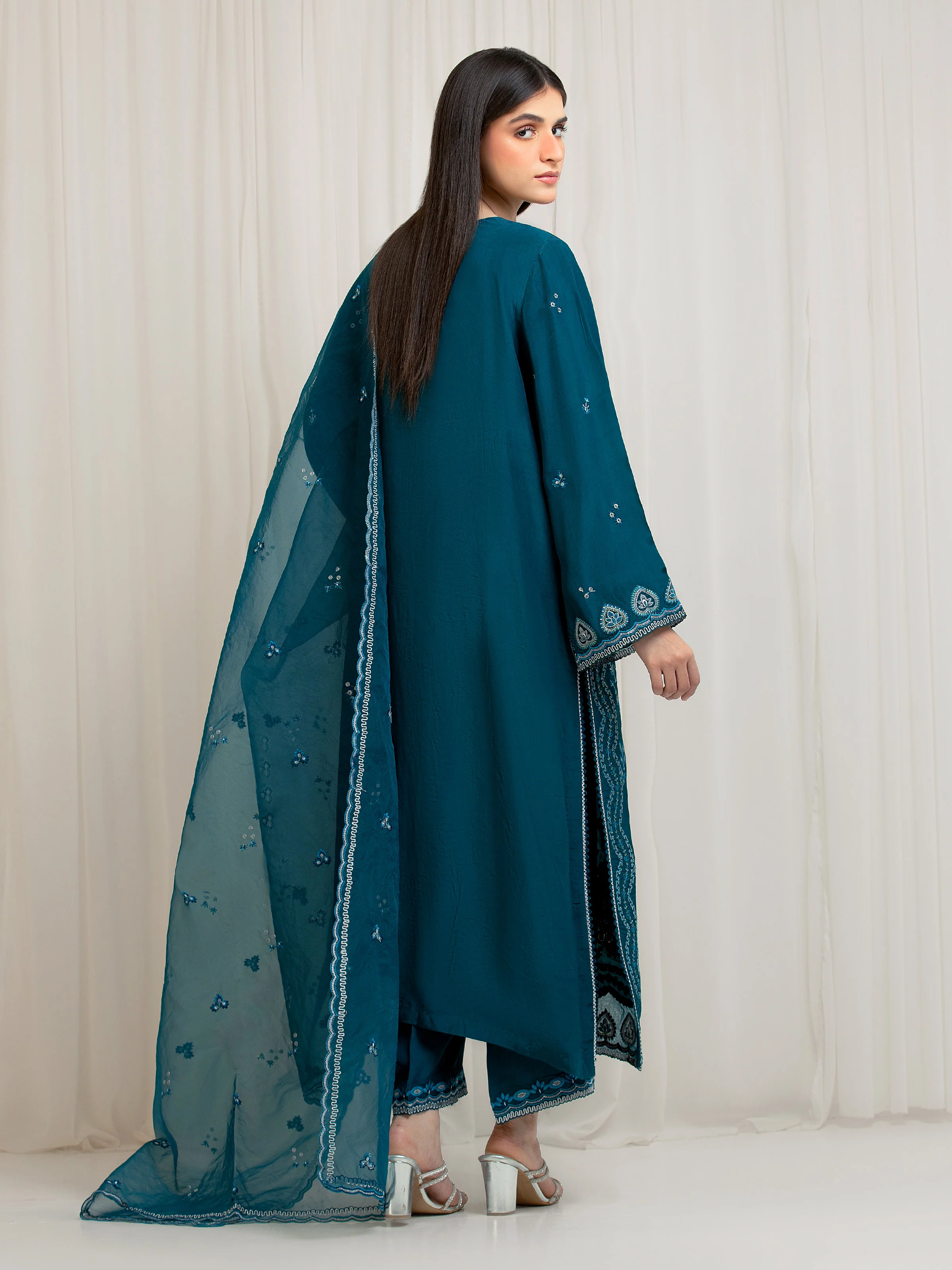 Unstitched Embroidered Silk Suit - EWU6V24-32104-3P - Image 6