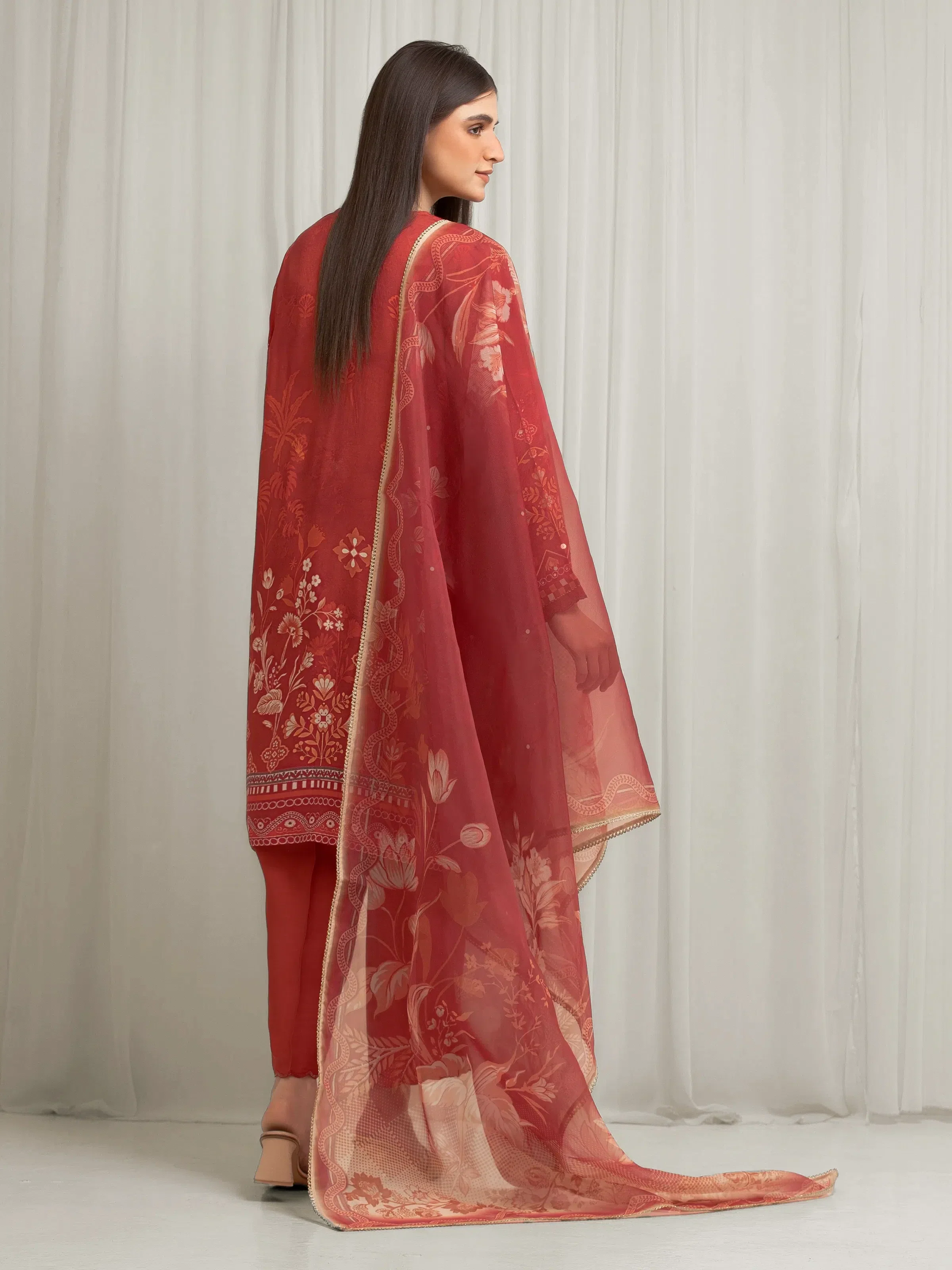 Unstitched Embroidered Raw Silk Suit - EWU6V16-33537-3P - Image 5