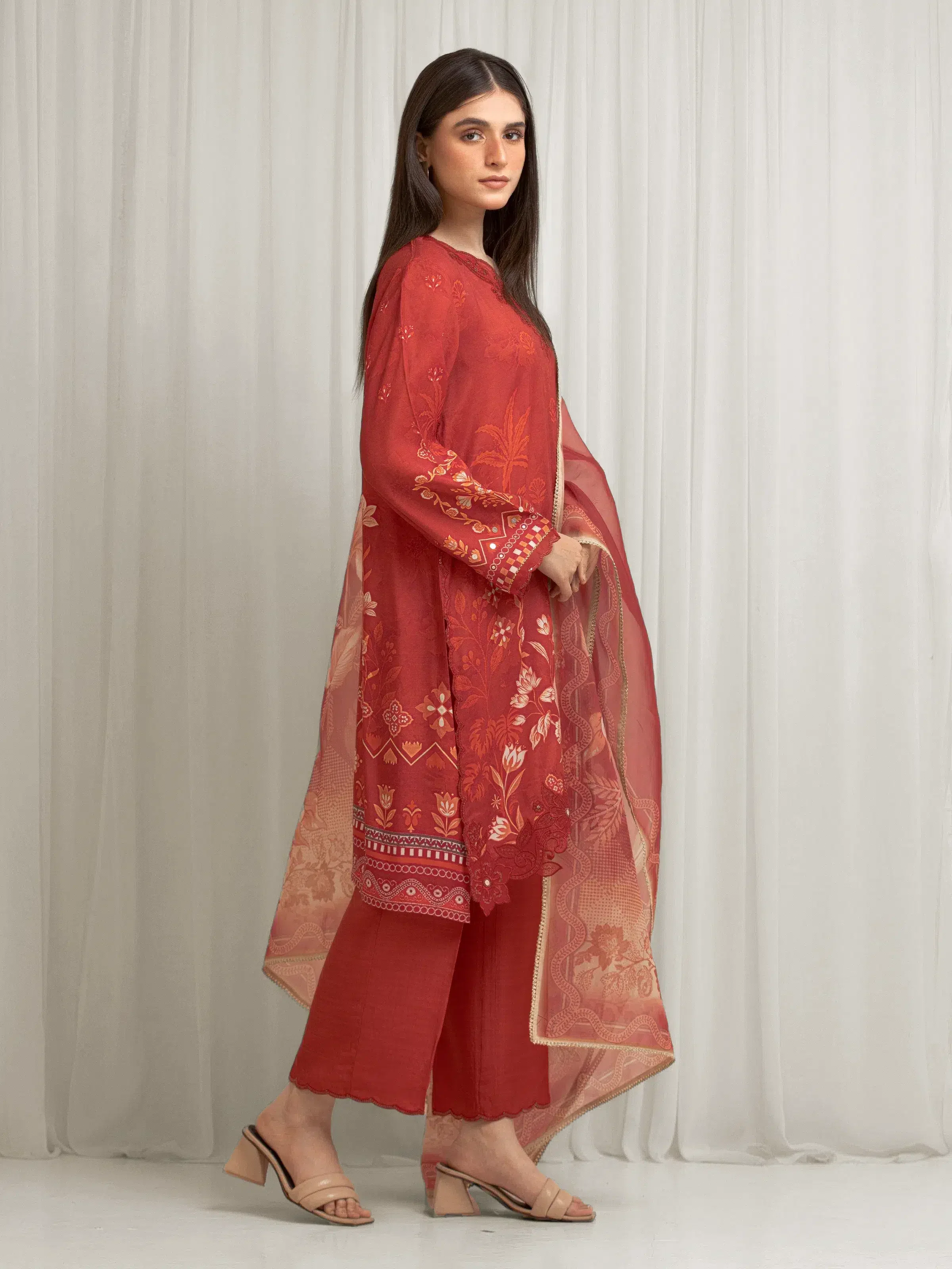 Unstitched Embroidered Raw Silk Suit - EWU6V16-33537-3P - Image 6