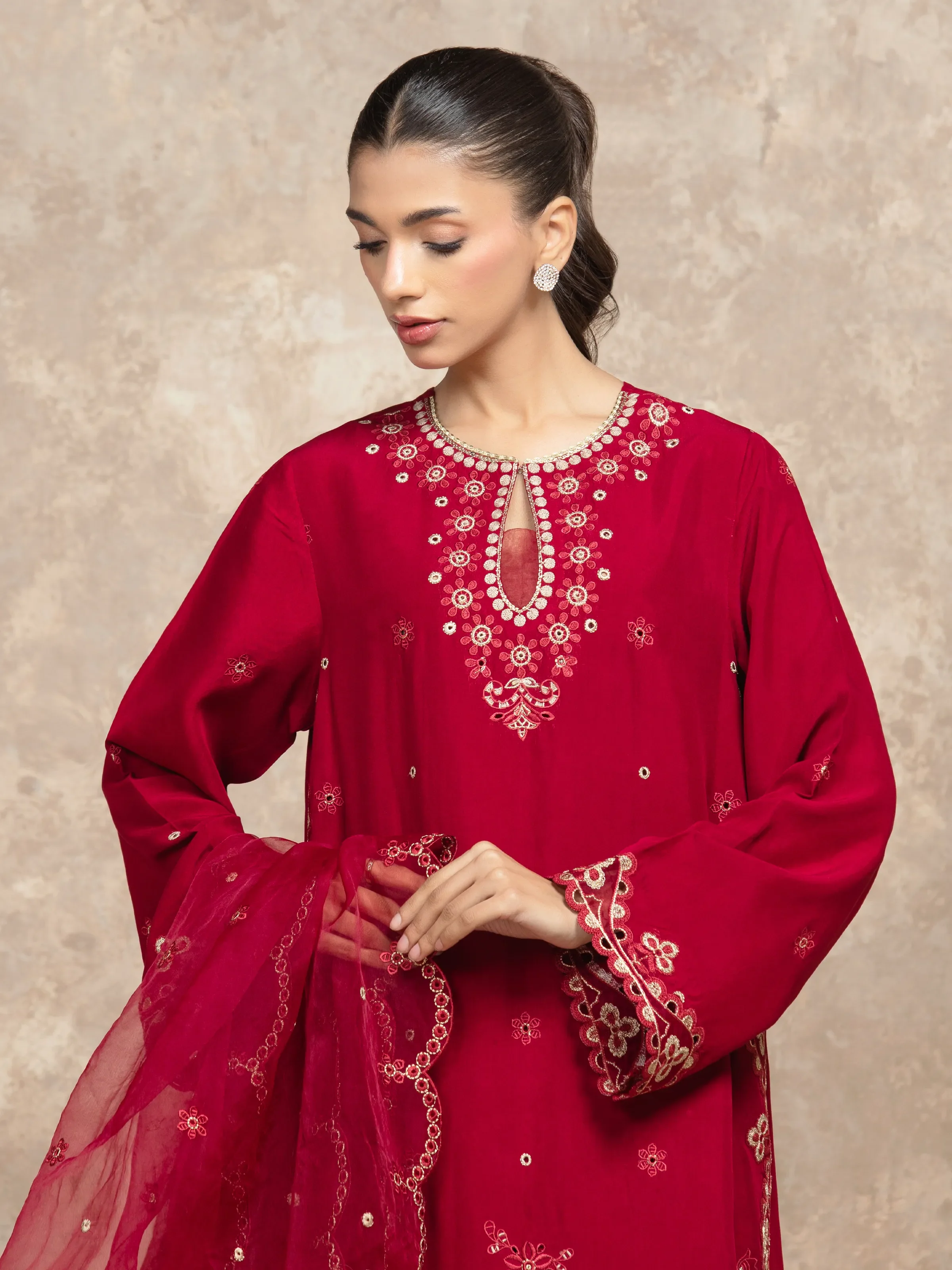 Unstitched Embroidered Viscose Suit - EWU5V19-32048-3P - Image 2