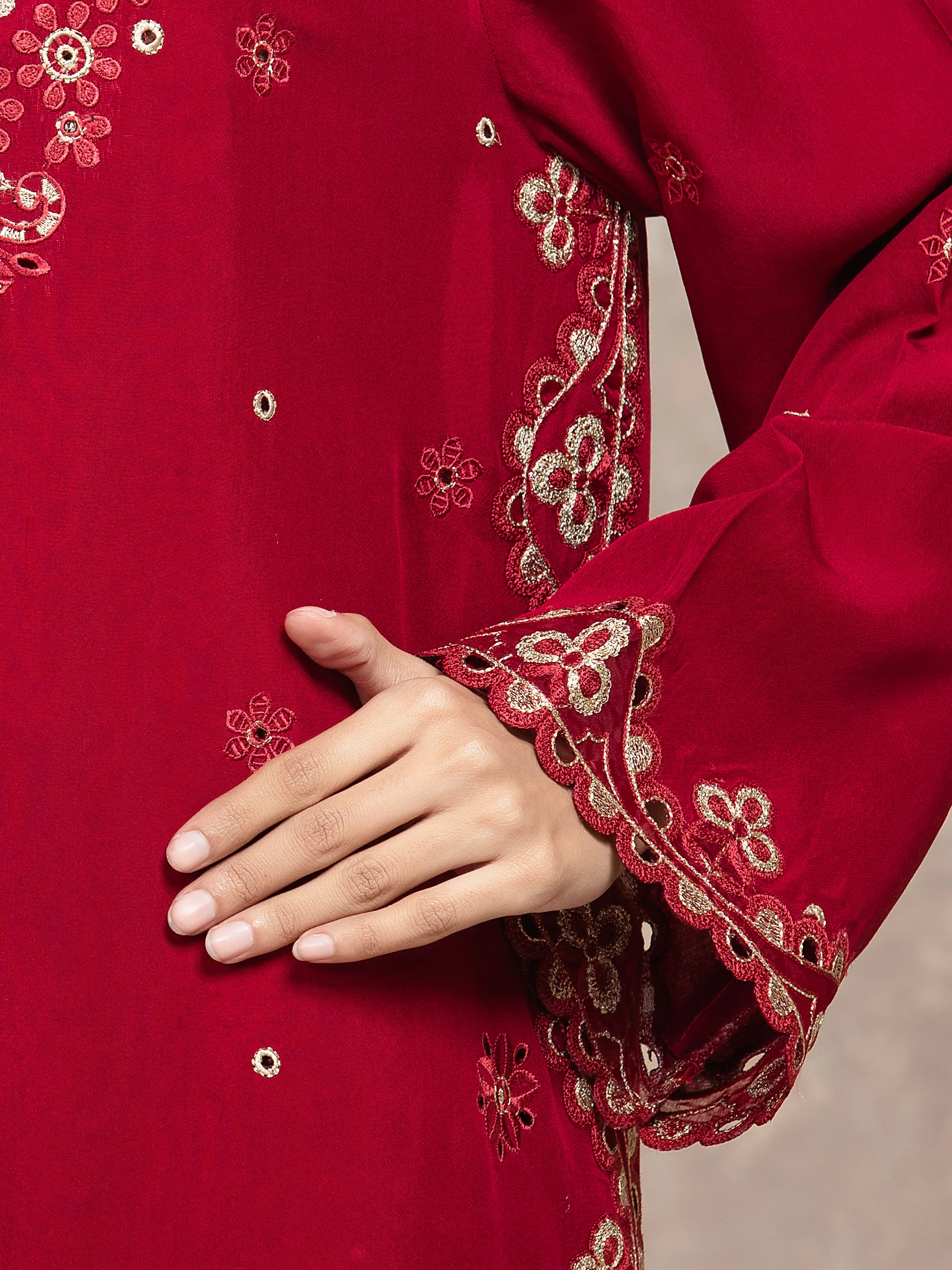 Unstitched Embroidered Viscose Suit - EWU5V19-32048-3P - Image 3