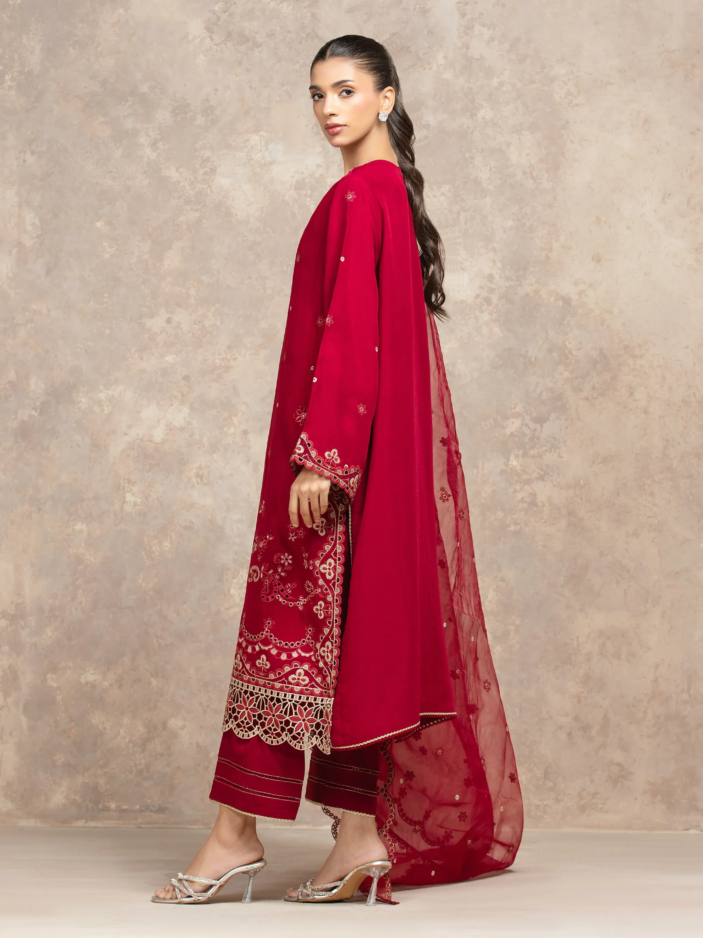 Unstitched Embroidered Viscose Suit - EWU5V19-32048-3P - Image 5