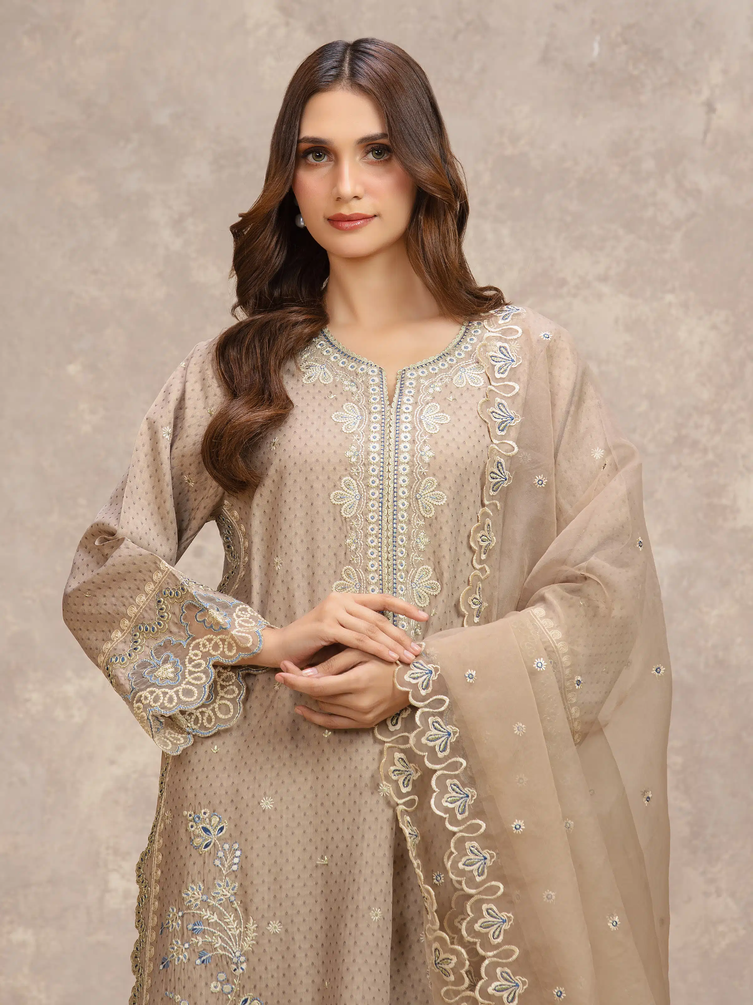 Unstitched Embroidered Viscose Suit - EWU5V19-32029-3P - Image 2