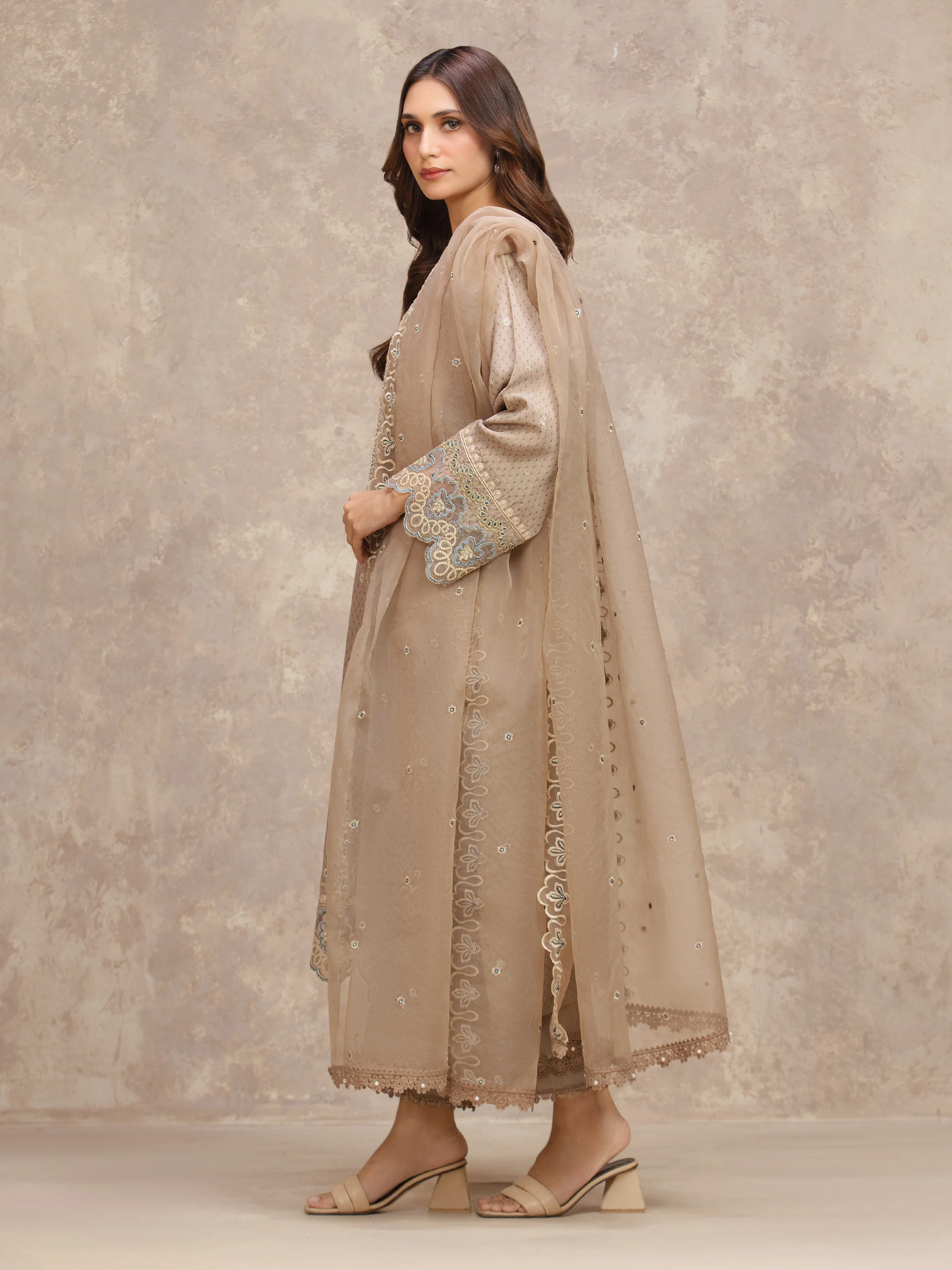 Unstitched Embroidered Viscose Suit - EWU5V19-32029-3P - Image 5