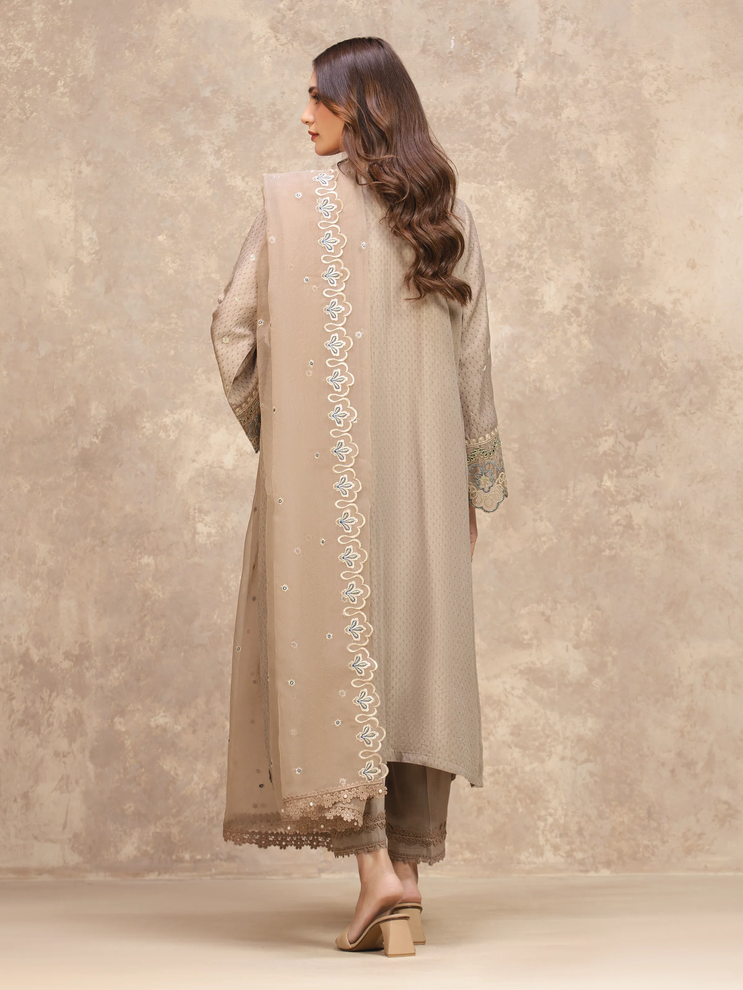 Unstitched Embroidered Viscose Suit - EWU5V19-32029-3P - Image 6