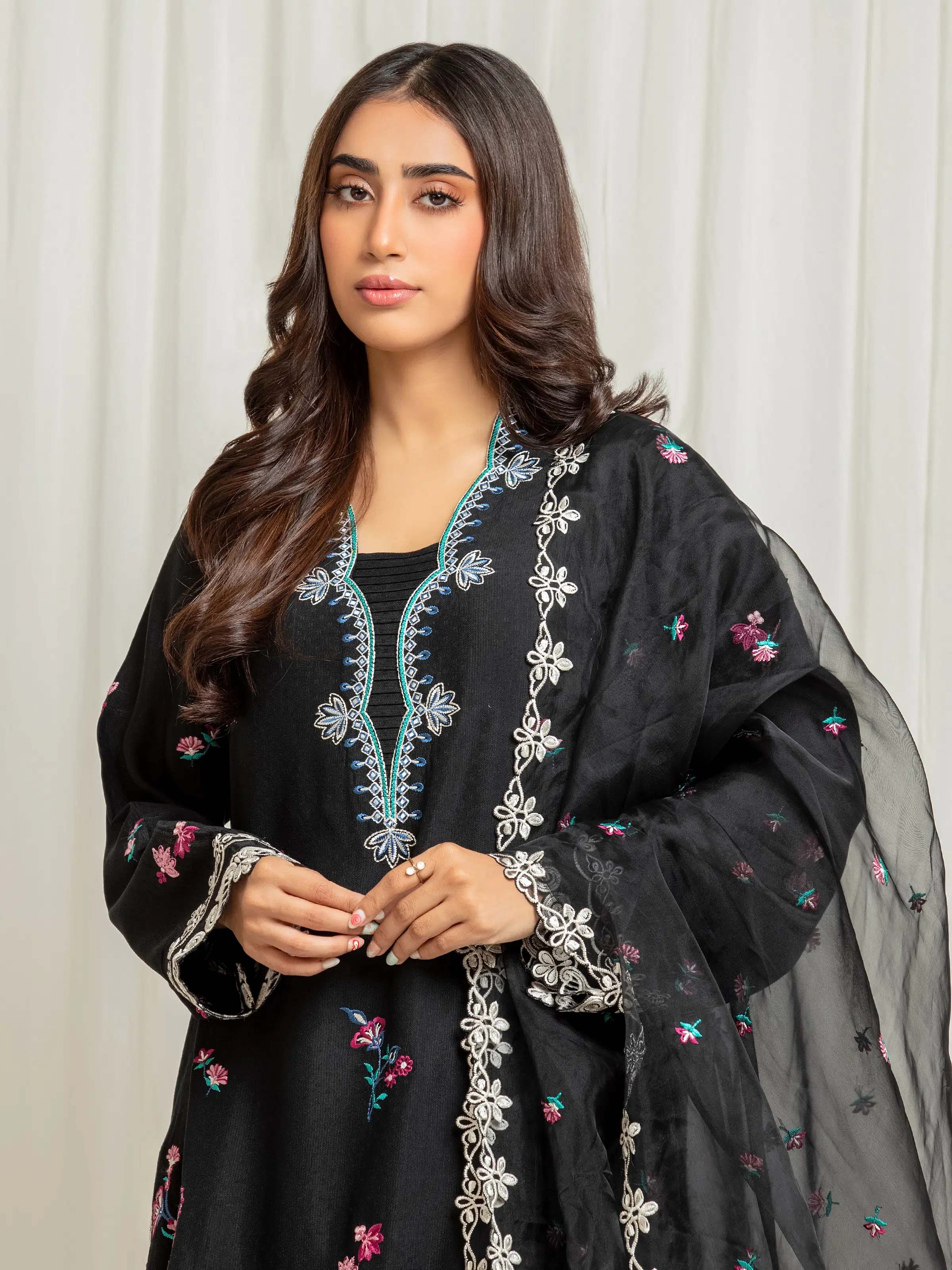 Unstitched Embroidered Viscose Suit - EWU5V19-32030-3P - Image 2