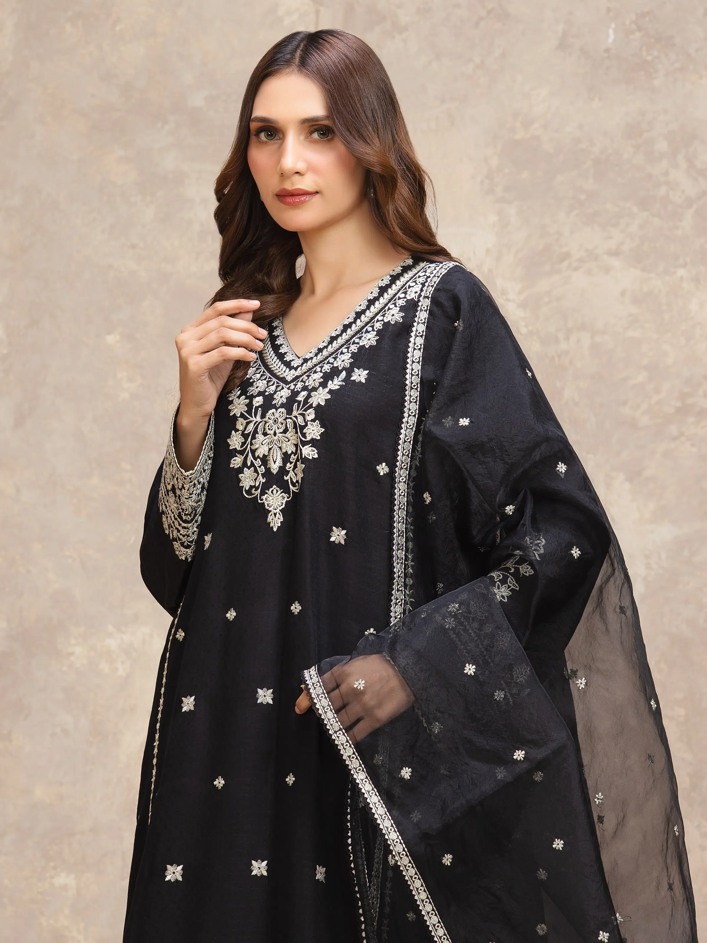 Unstitched Embroidered Viscose Suit - EWU5V19-32031-3P - Image 2