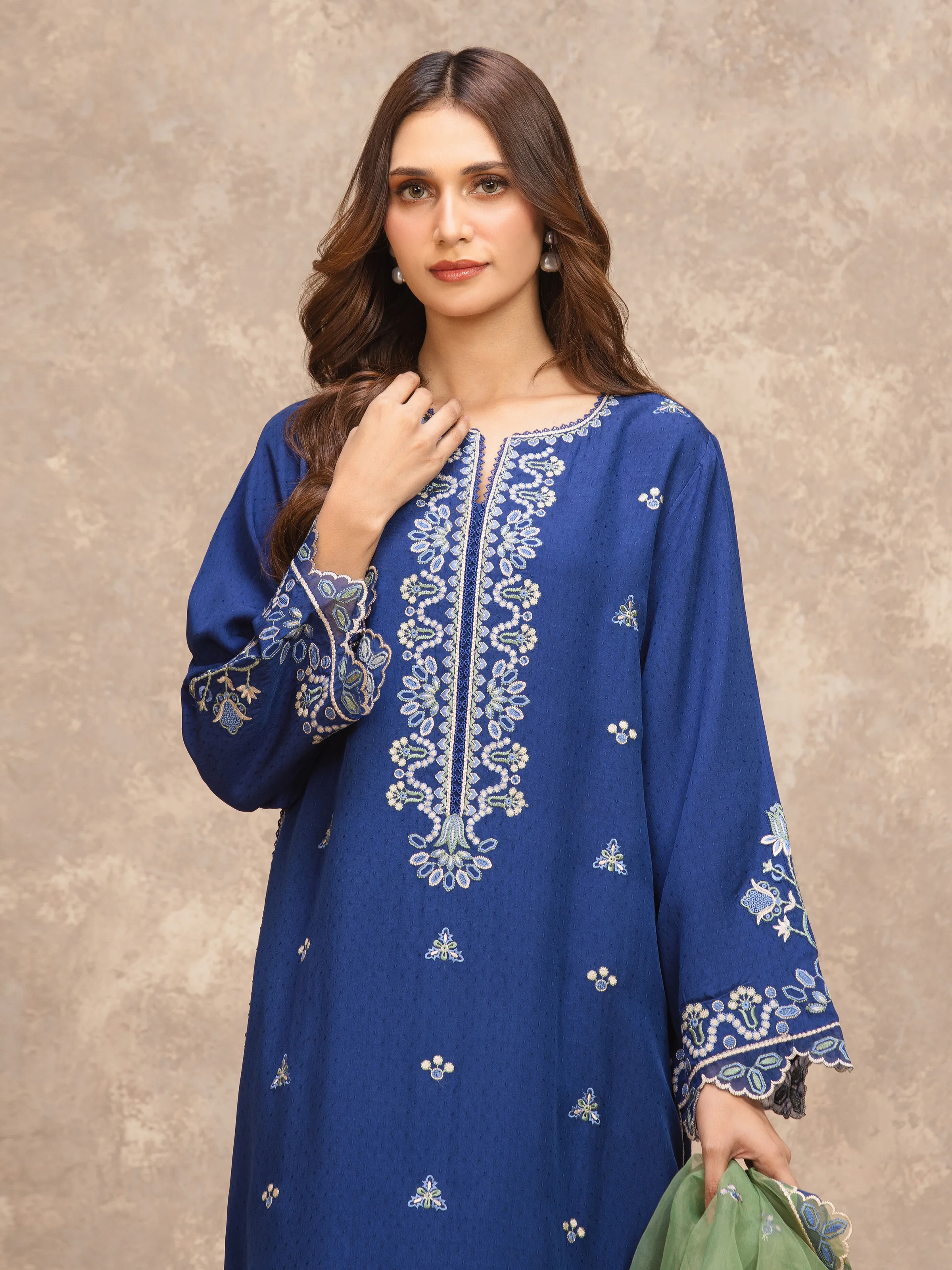 Unstitched Embroidered Viscose Suit - EWU5V19-32033-3P - Image 2