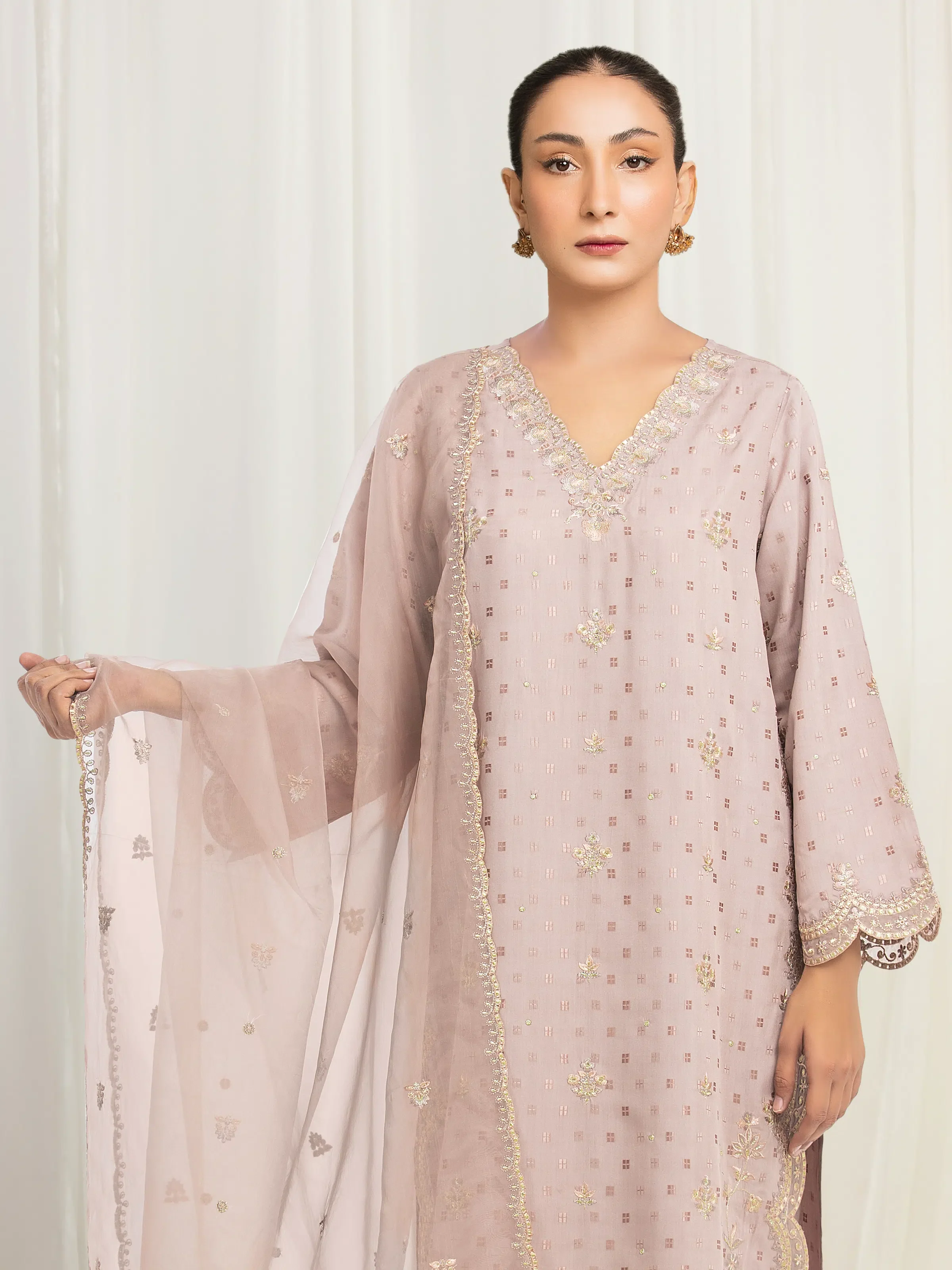 Unstitched Embroidered Viscose Suit - EWU5V19-32034-3P - Image 2