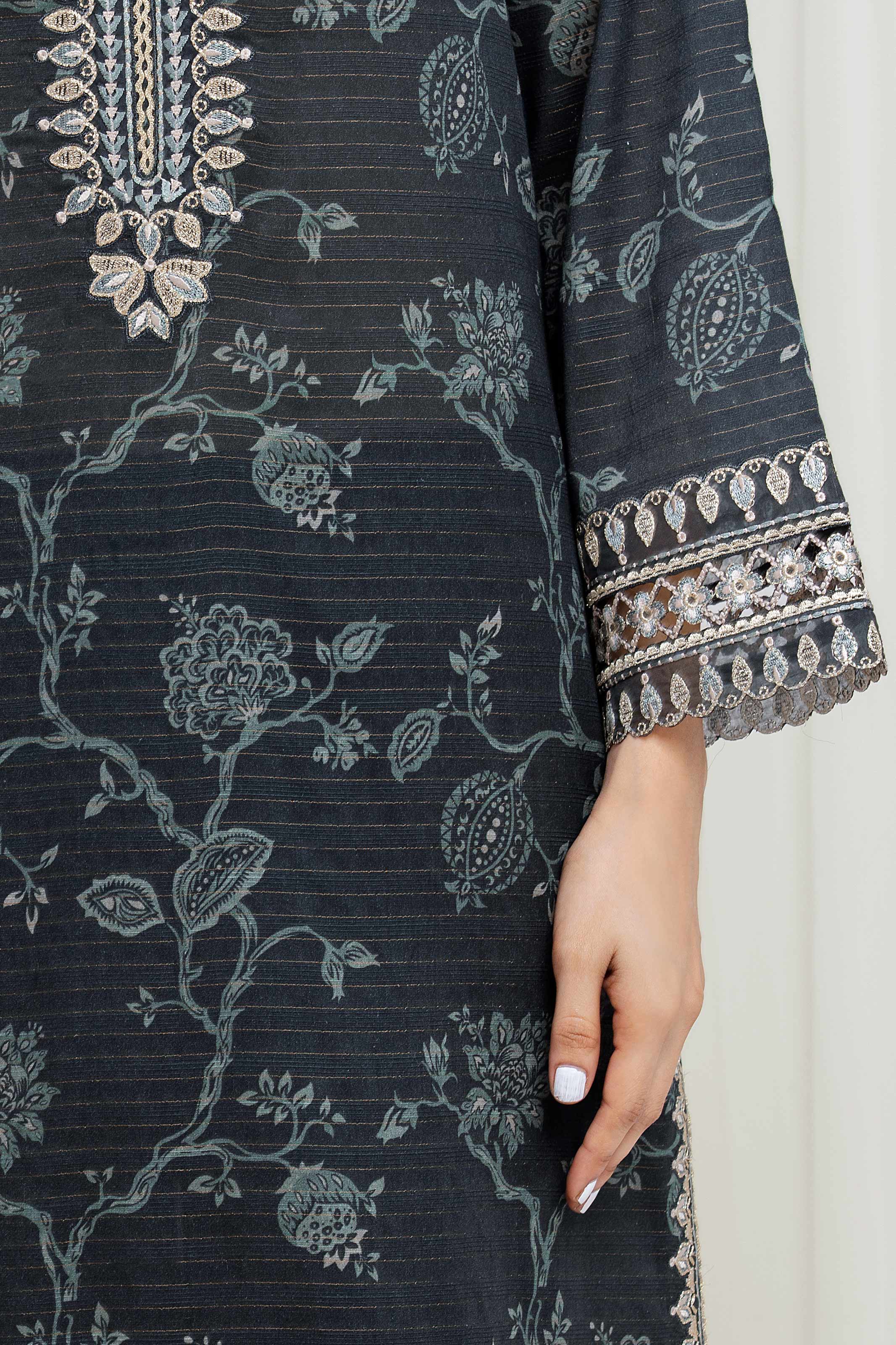 Unstitched Embroidered Zari Lawn Suit - EWU6V23-33402-3P - Image 4
