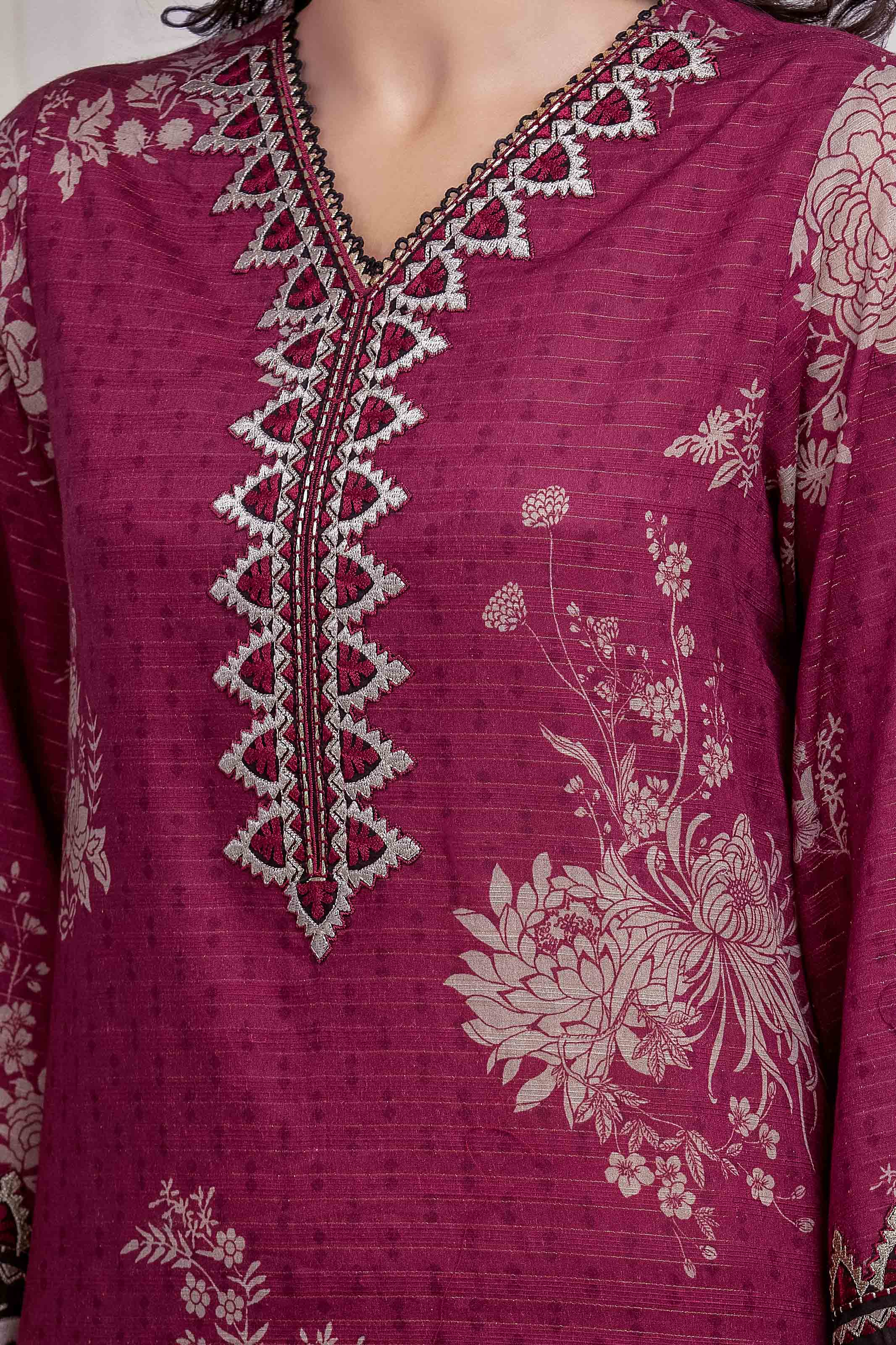 Unstitched Embroidered Zari Lawn Suit - EWU6V23-33407-3P - Image 2