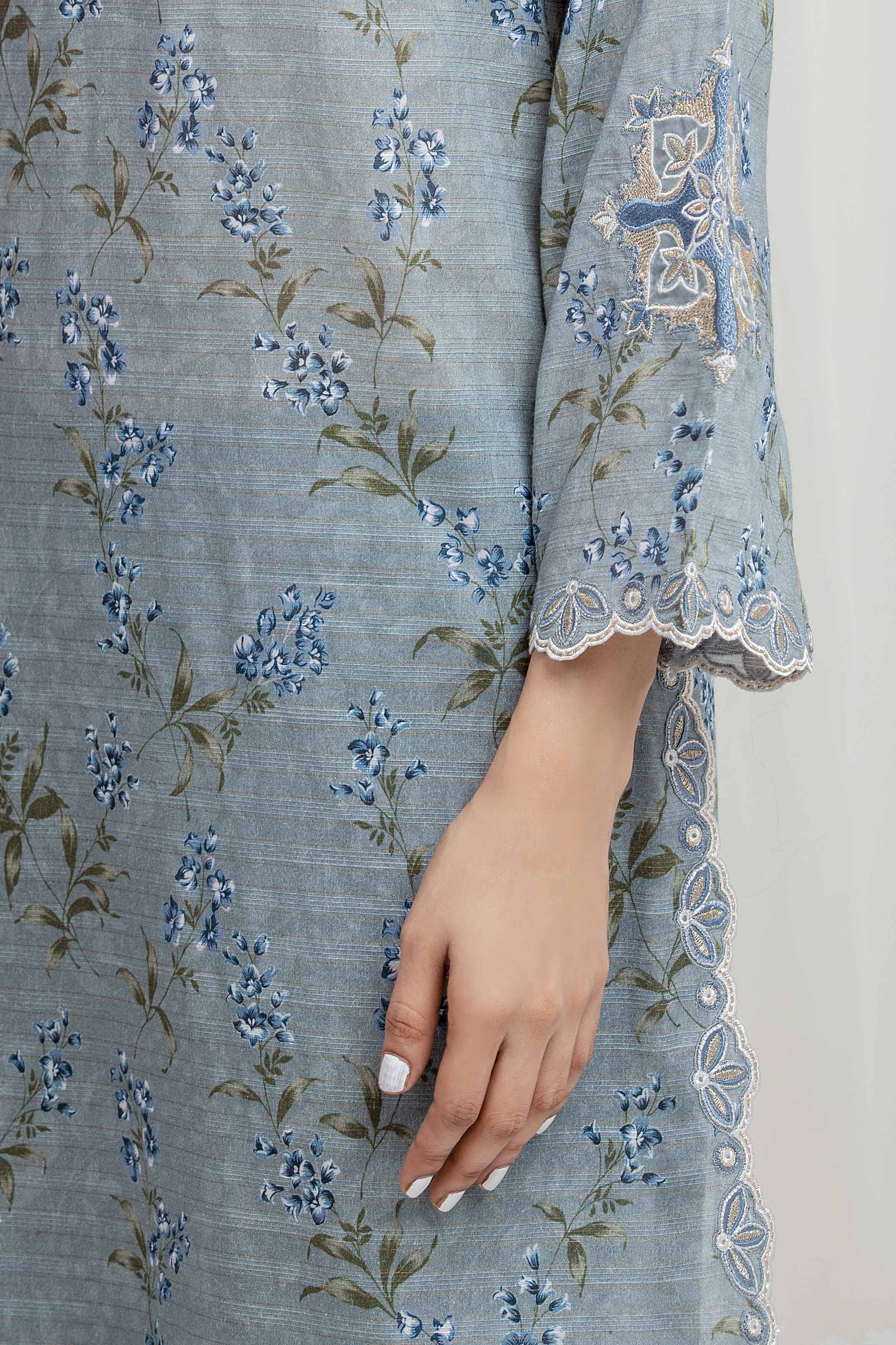 Unstitched Embroidered Zari Lawn Suit - EWU6V23-33420-3P - Image 4
