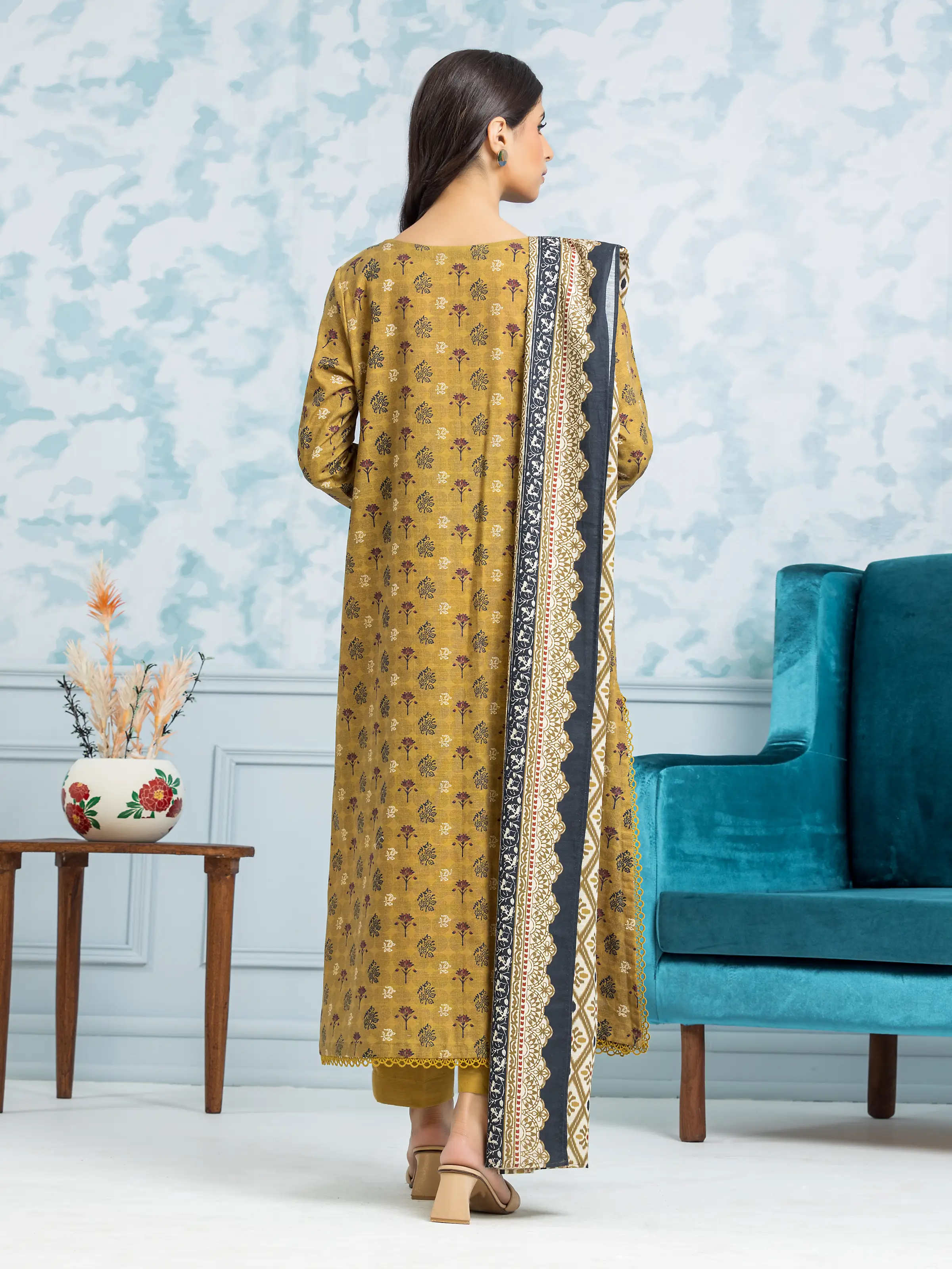 Unstitched Printed Khaddar Suit - EWU24A3-29311-3P - Image 2
