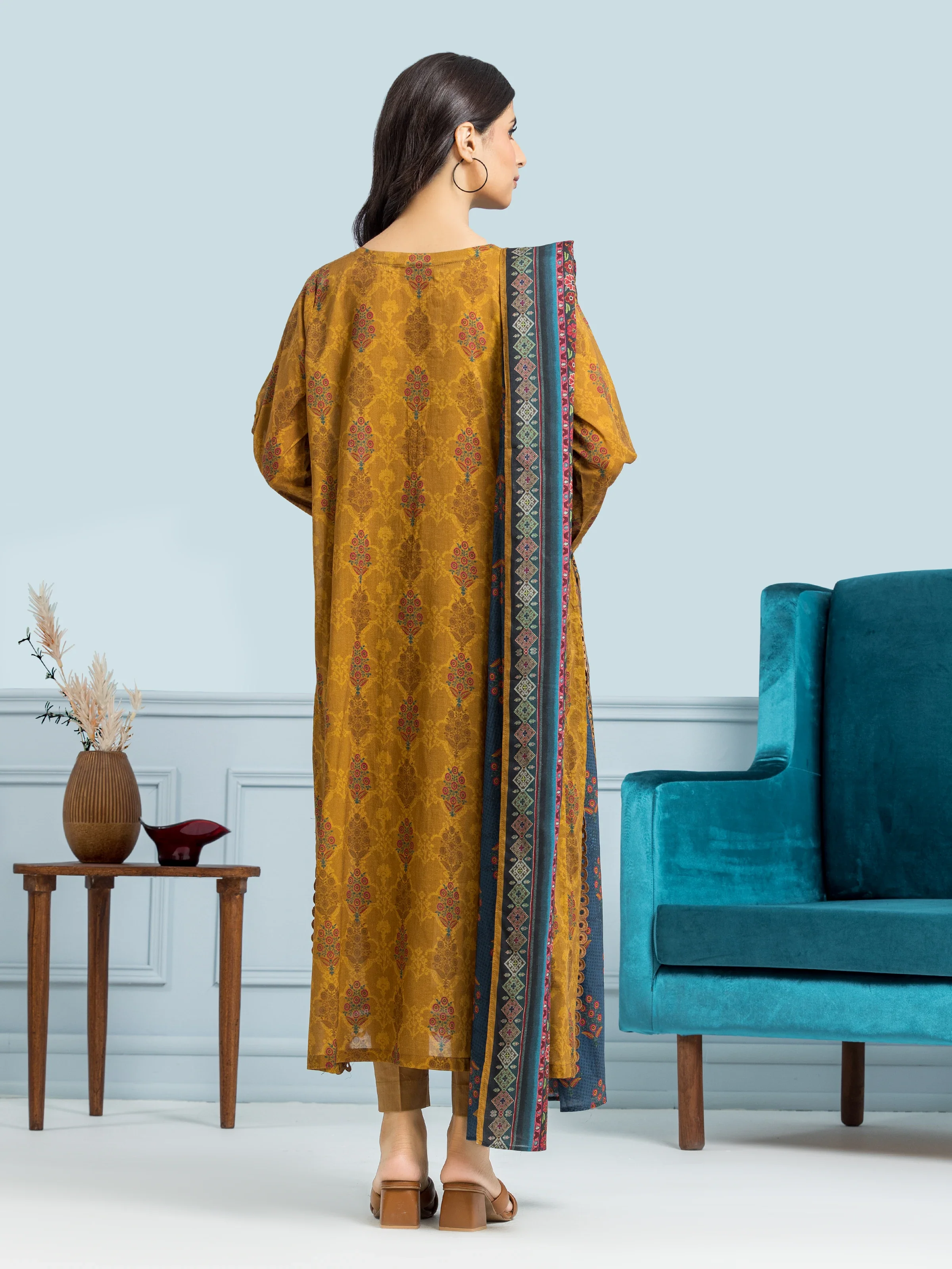 Unstitched Printed Khaddar Suit - EWU24A3-29656-3P - Image 2