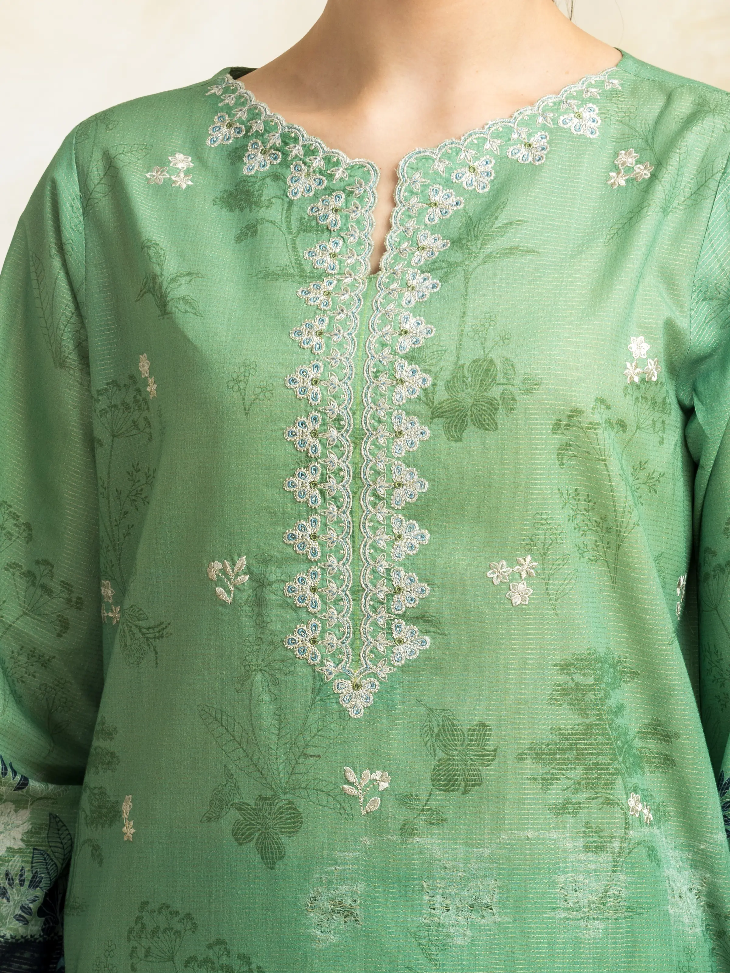 Unstitched Embroidered Lawn Suit - EWU5V1-31205-3P - Image 5