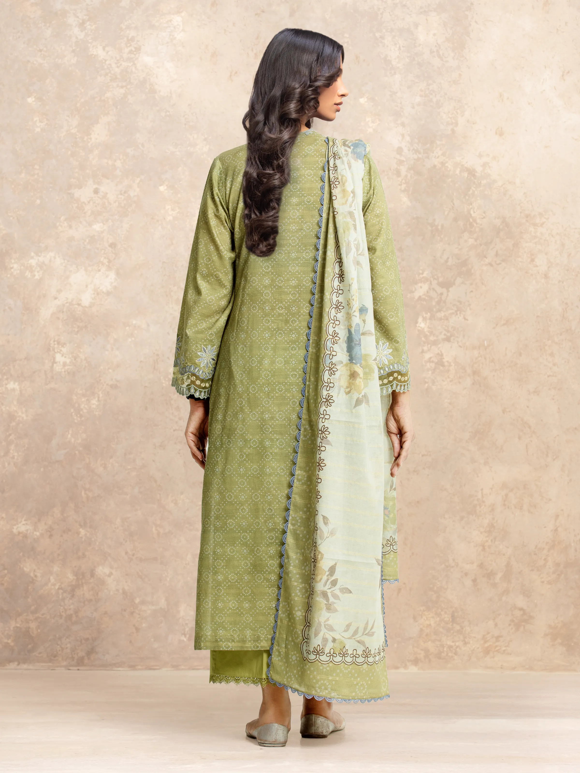 Unstitched Embroidered Lawn Suit - EWU5V1-31877-3P - Image 4