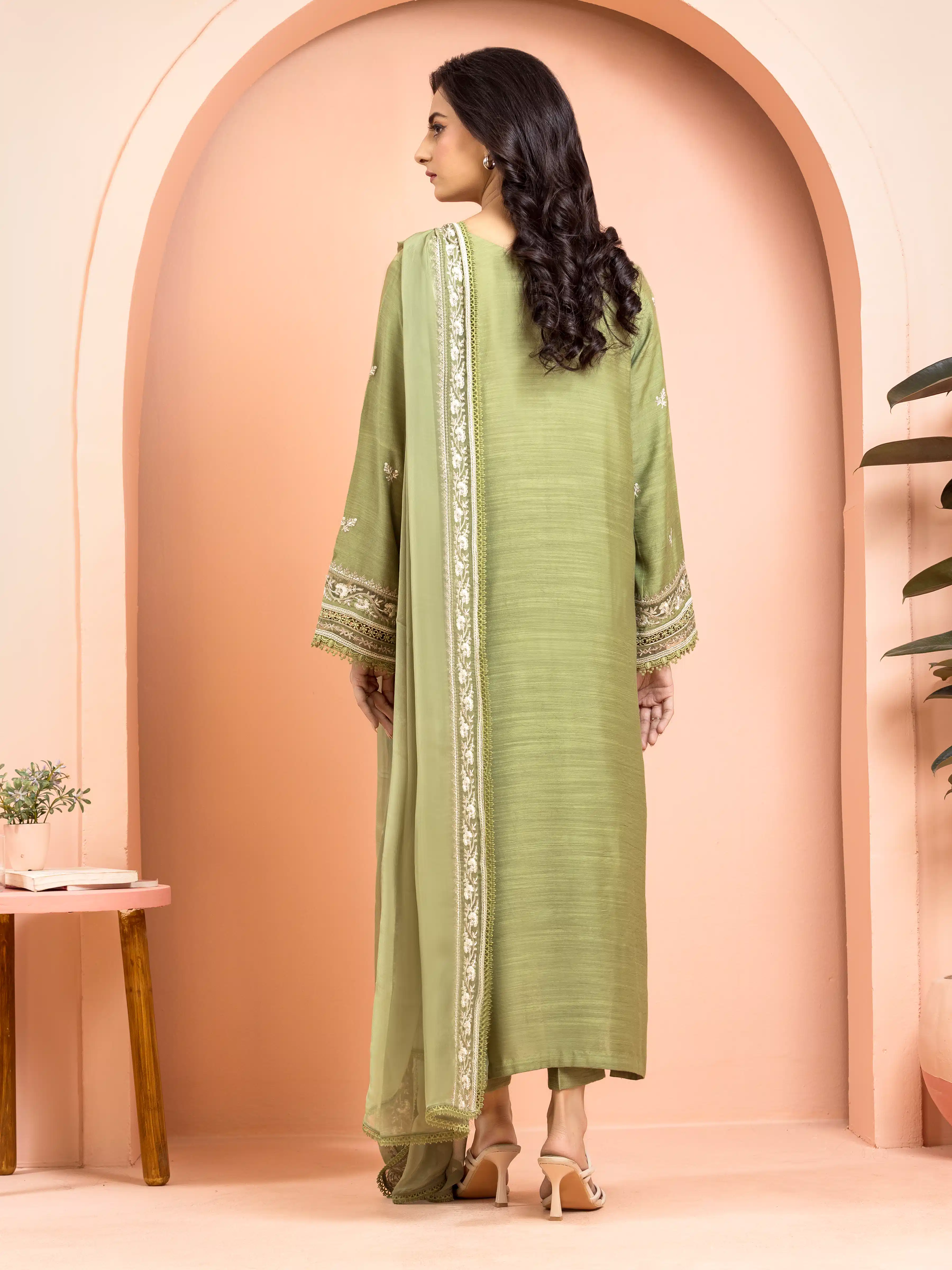 Unstitched Embroidered Raw Silk Suit - EWU24V16-30018-3P - Image 2