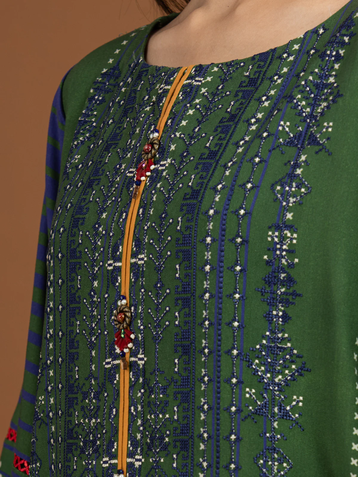 Unstitched Embroidered Viscose Suit - EWU22V13-24049XXL - Image 5