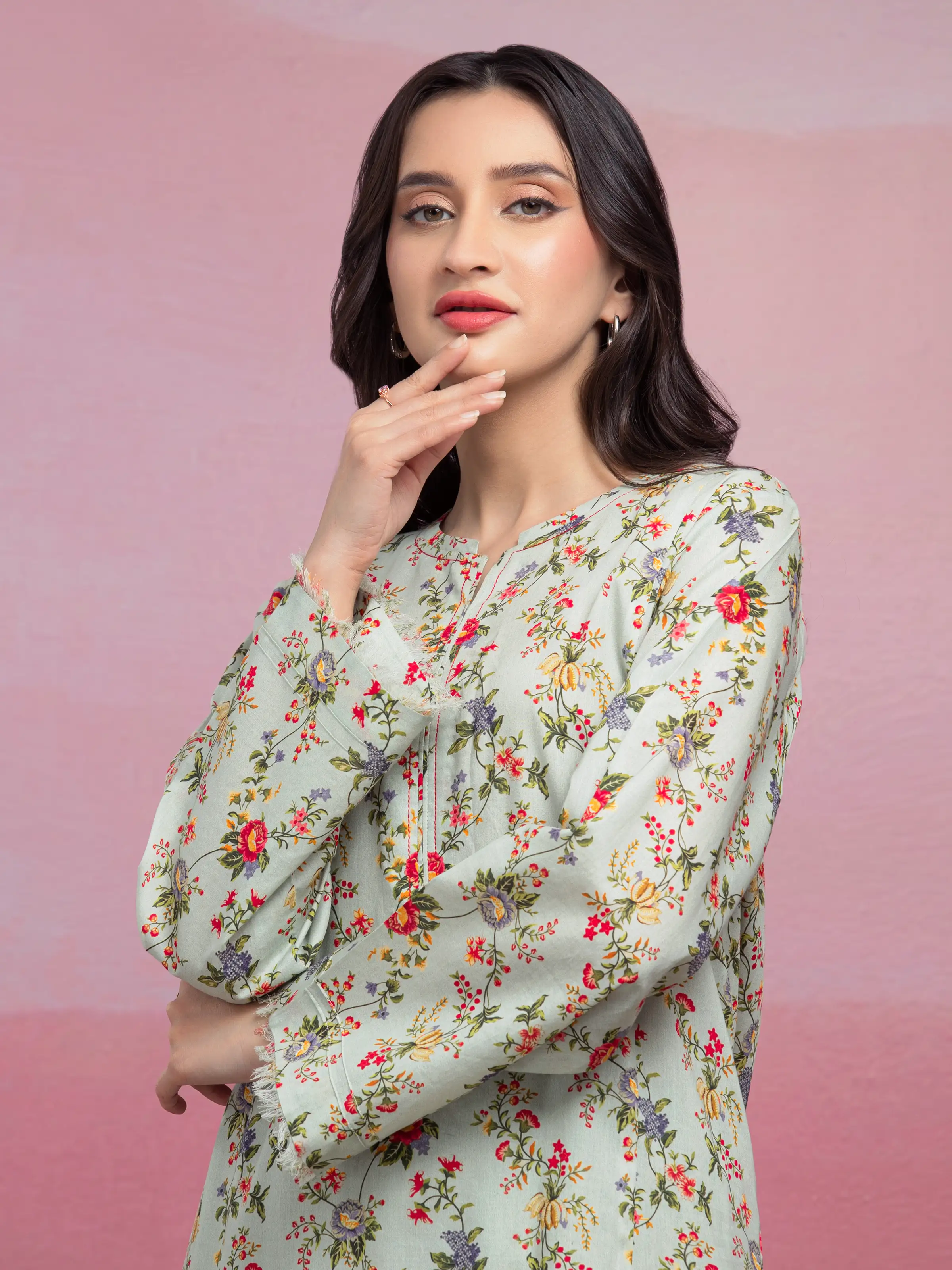 Unstitched Printed Lawn Shirt Trouser - EWU5A1-35415ST - Image 3