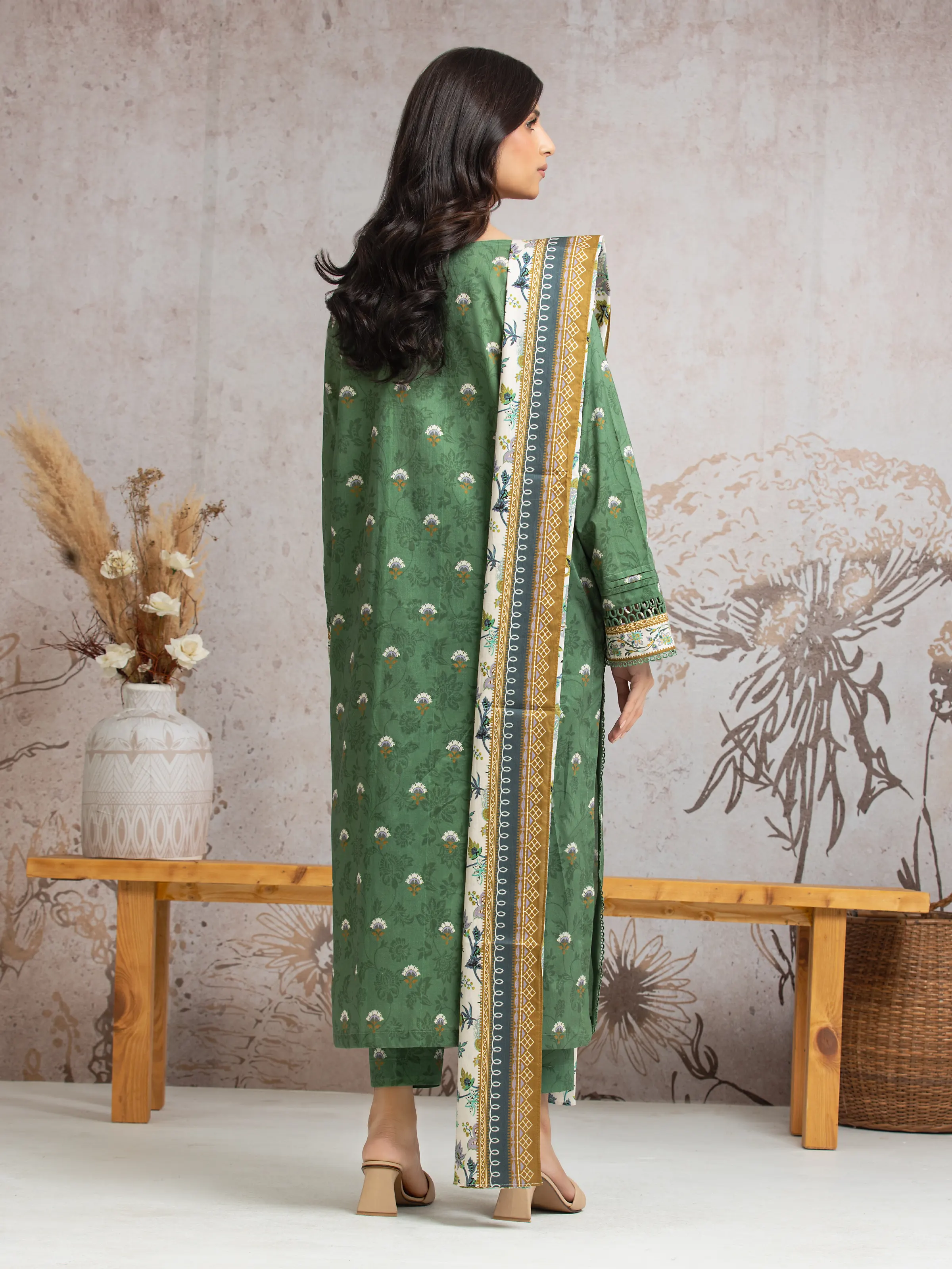 Unstitched Printed Cambric Shirt Dupatta - EWU24A2-29635SD - Image 4