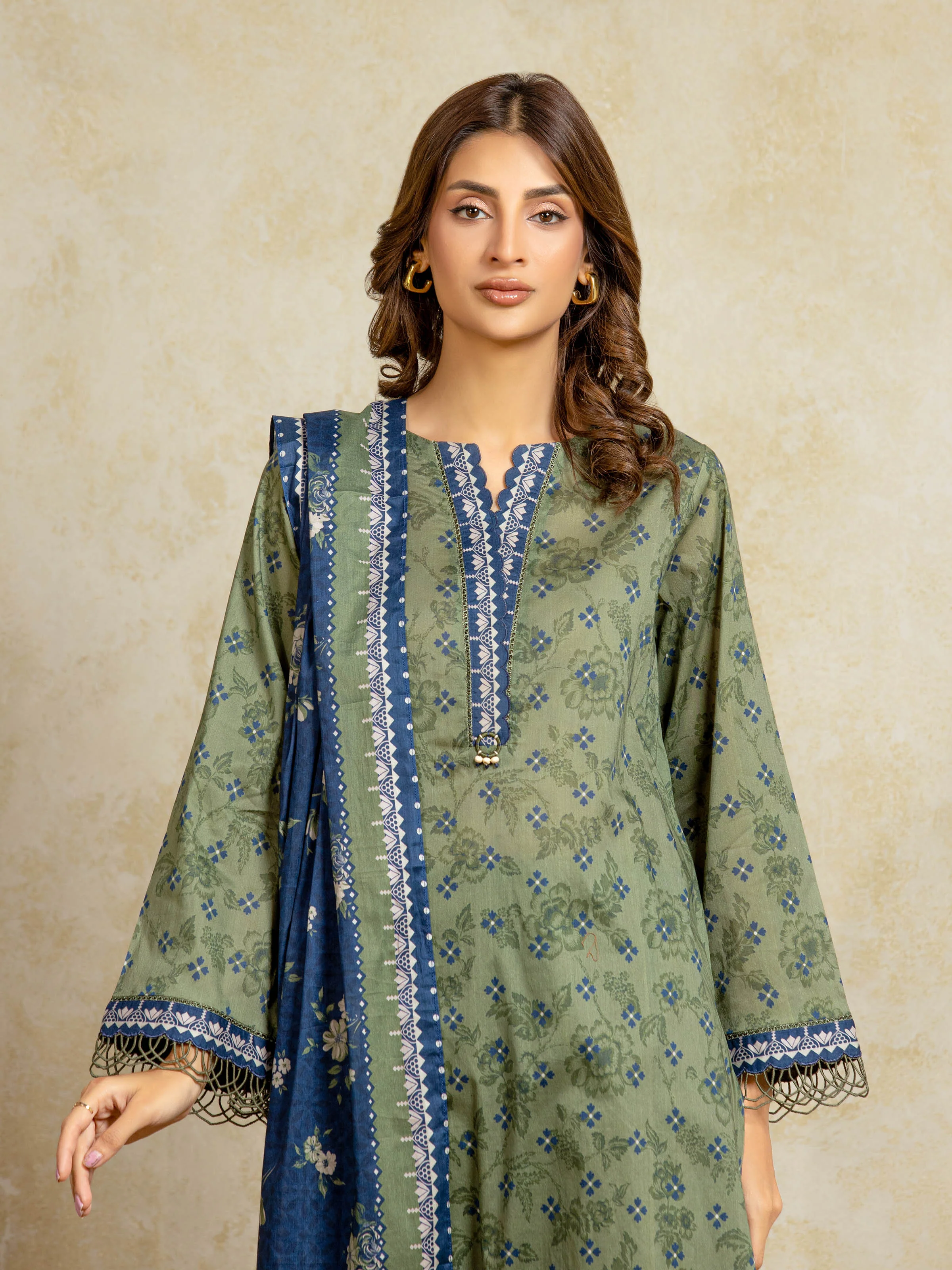 Unstitched Printed Khaddar Suit - EWU5A3-35971-3P - Image 2