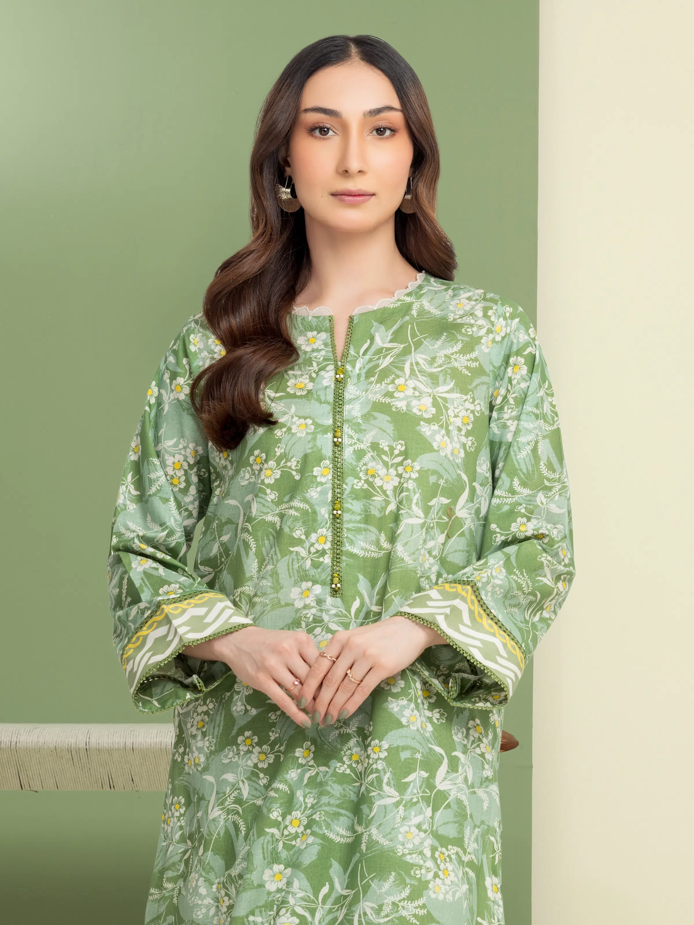Unstitched Printed Lawn Shirt Trouser - EWU5A1-35604ST - Image 4