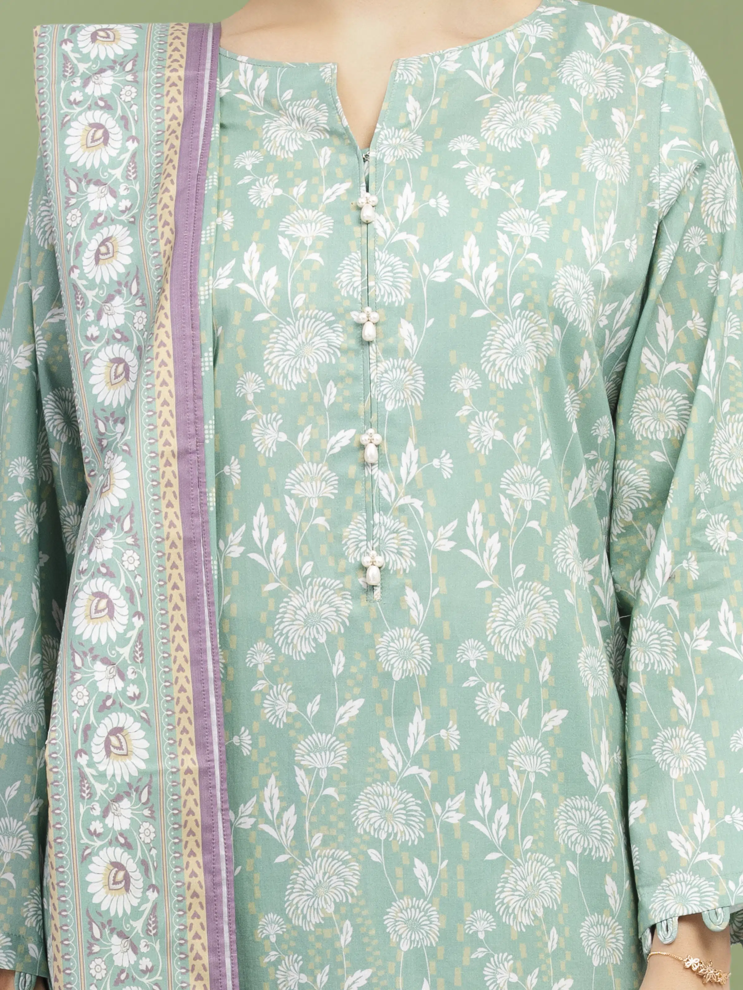 Unstitched Printed Lawn Suit - EWU5A1-35184-3P - Image 3