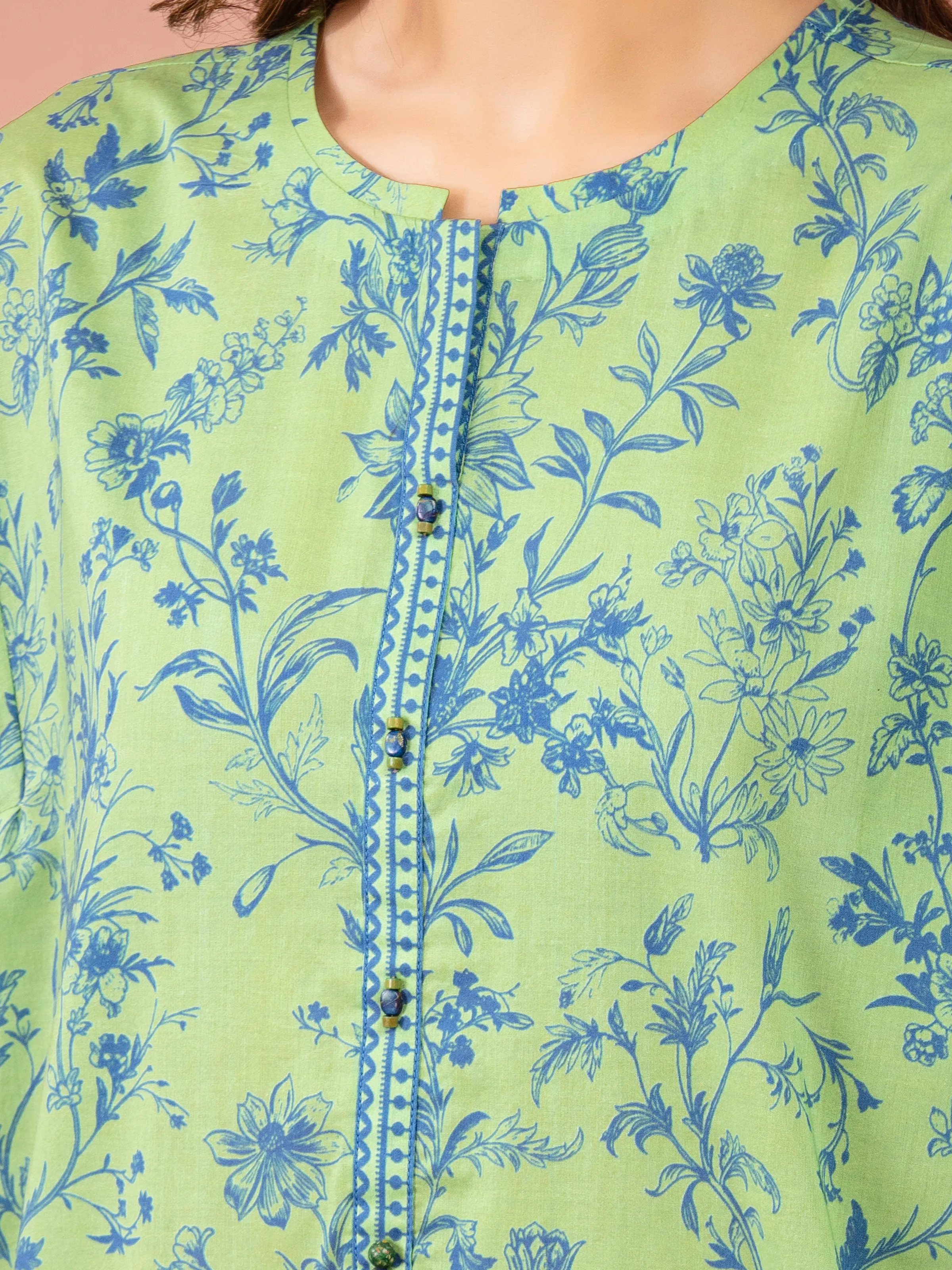 Unstitched Green Printed Lawn Suit - EWU6A1-36517-3P - Image 4