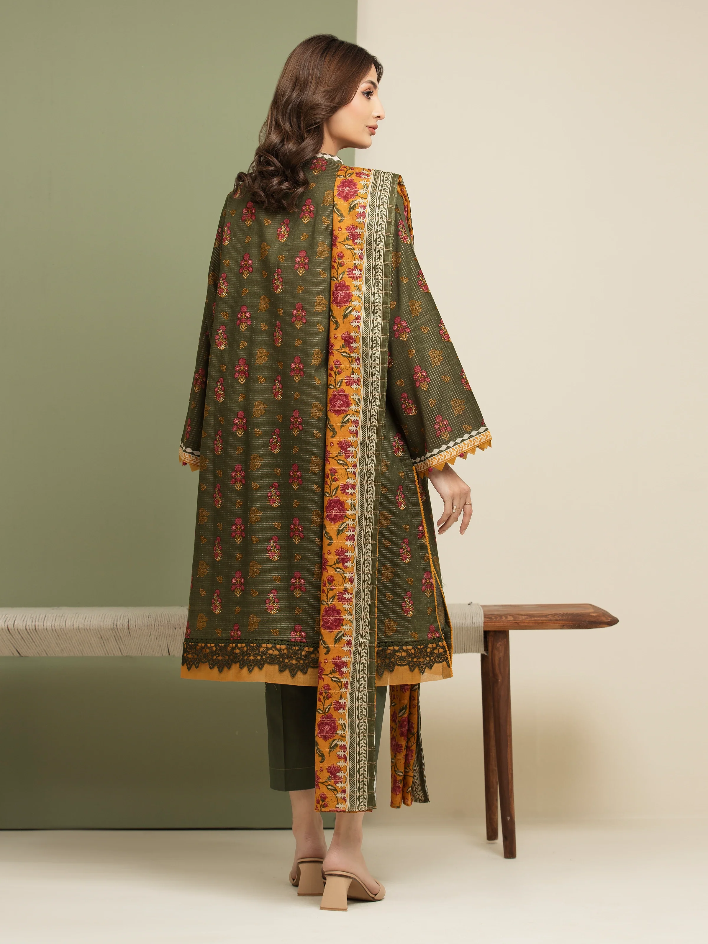 Unstitched Printed Zari Lawn Suit - EWU5M6-002-3P - Image 2