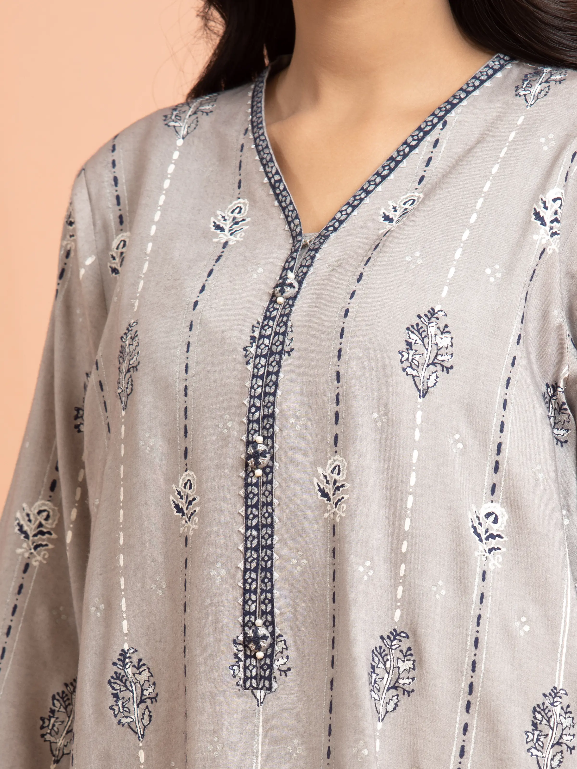 Unstitched Block Print Cambric Suit - EWU5M1-010-3P - Image 3