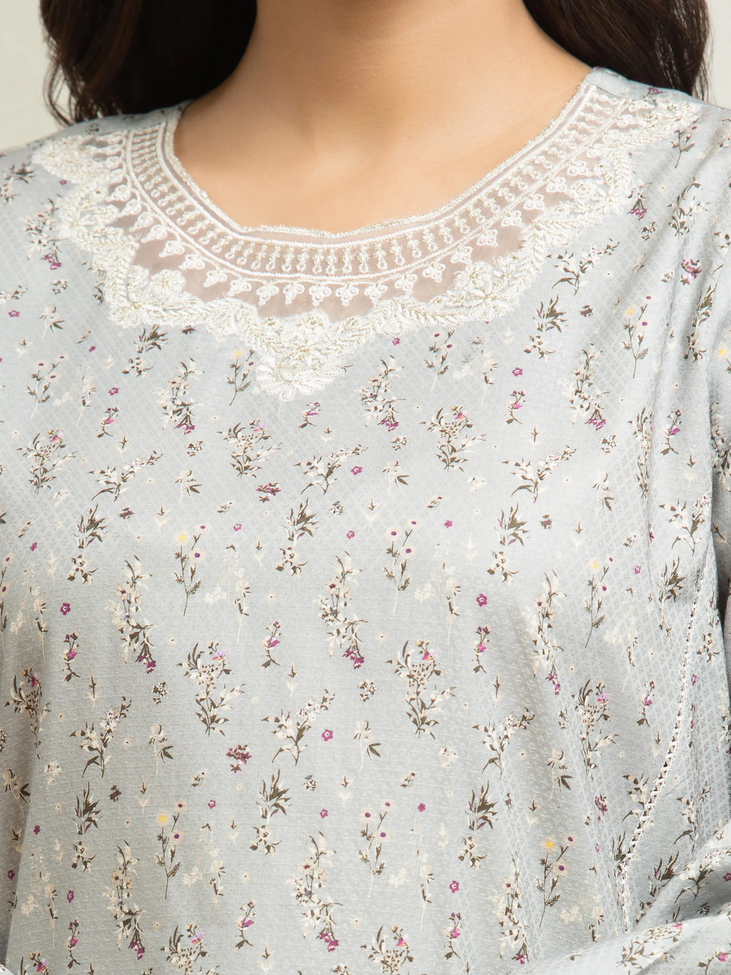 Unstitched Embroidered Dobby Shirt Trouser - EWU25V7-30172ST - Image 2