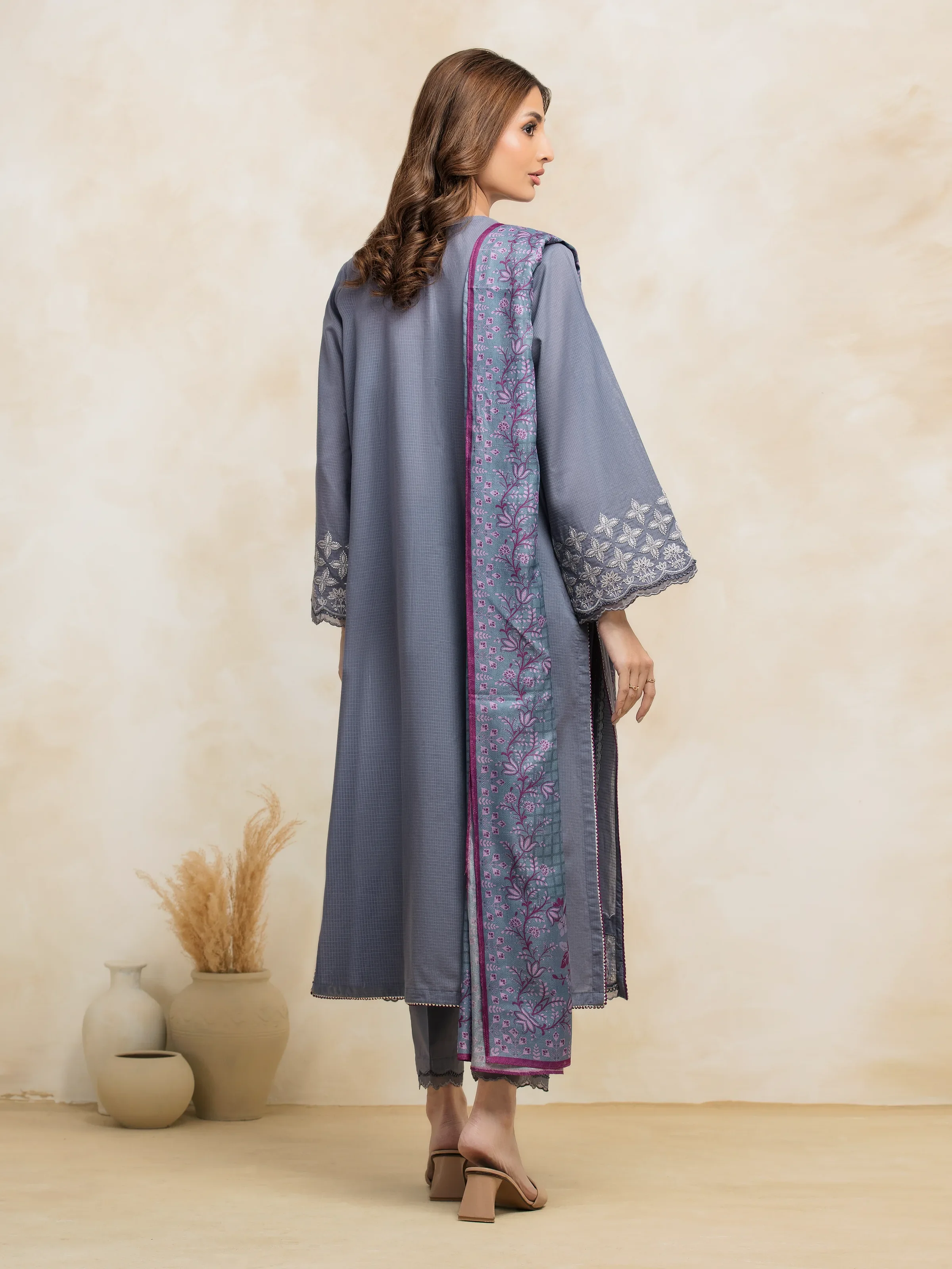 Unstitched Embroidered Lawn Suit - EWU5V1-31227-3P - Image 2