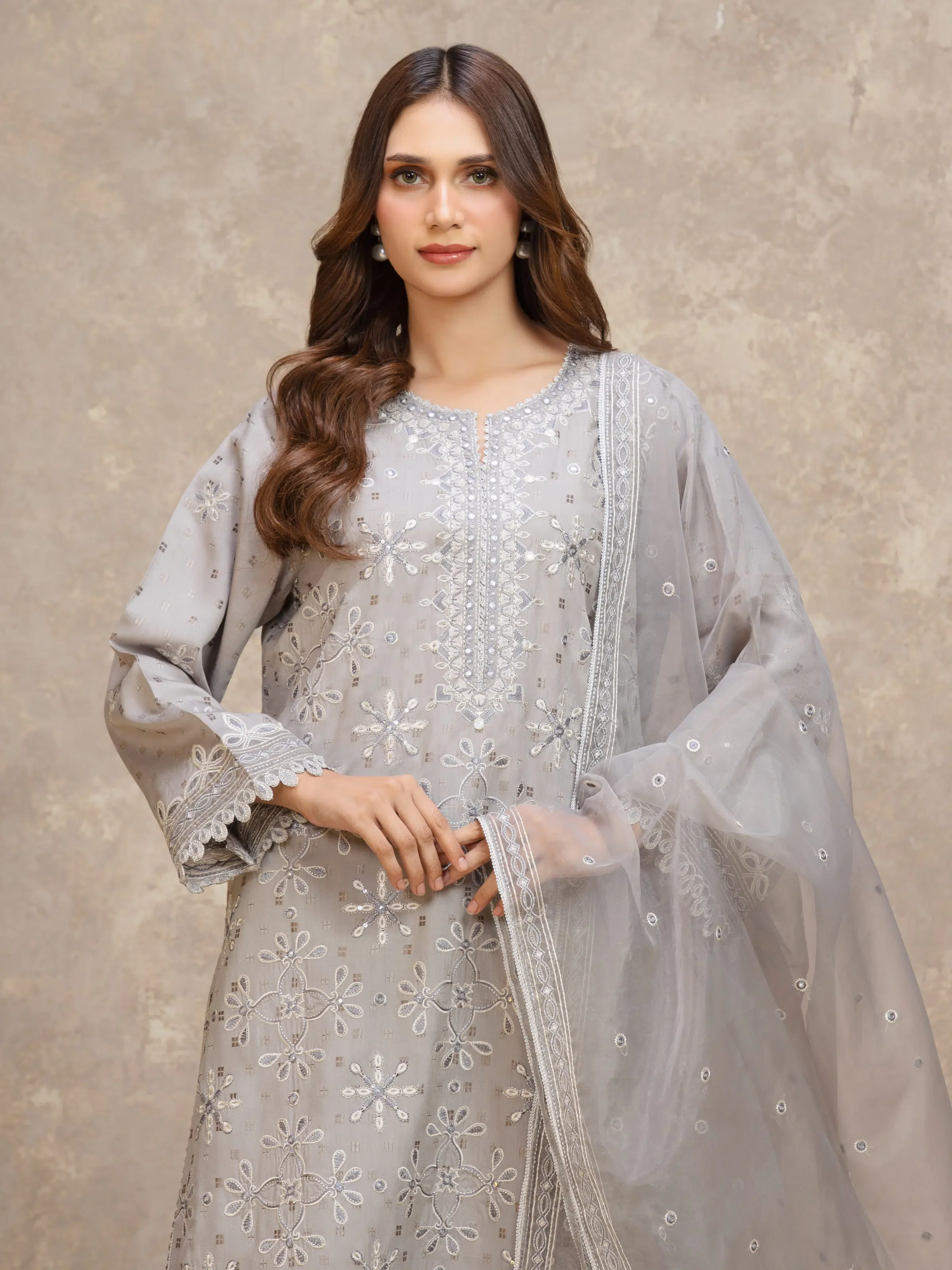 Unstitched Embroidered Viscose Suit - EWU5V19-32025-3P - Image 2