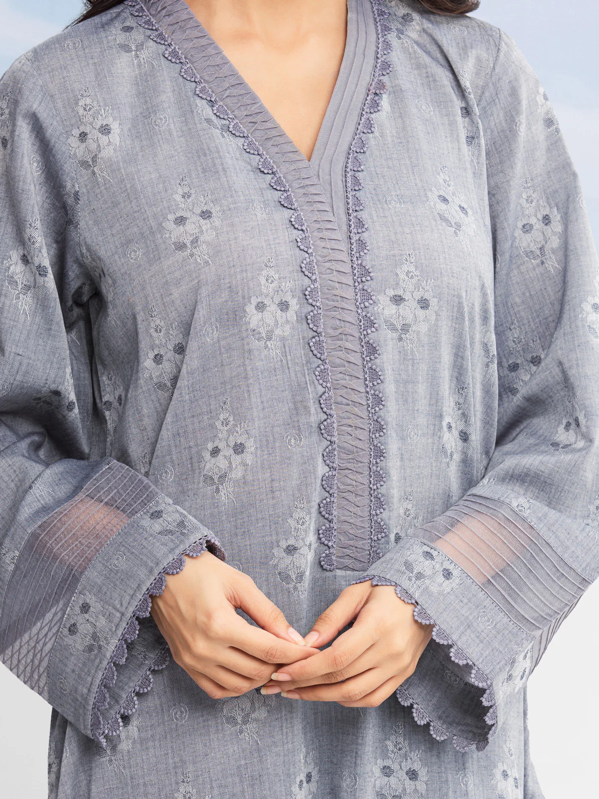 Unstitched Embroidered Jacquard Suit - EWU24V3-28786-3P - Image 4