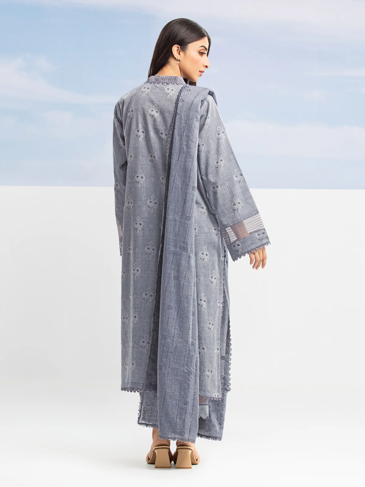 Unstitched Embroidered Jacquard Suit - EWU24V3-28786-3P - Image 6