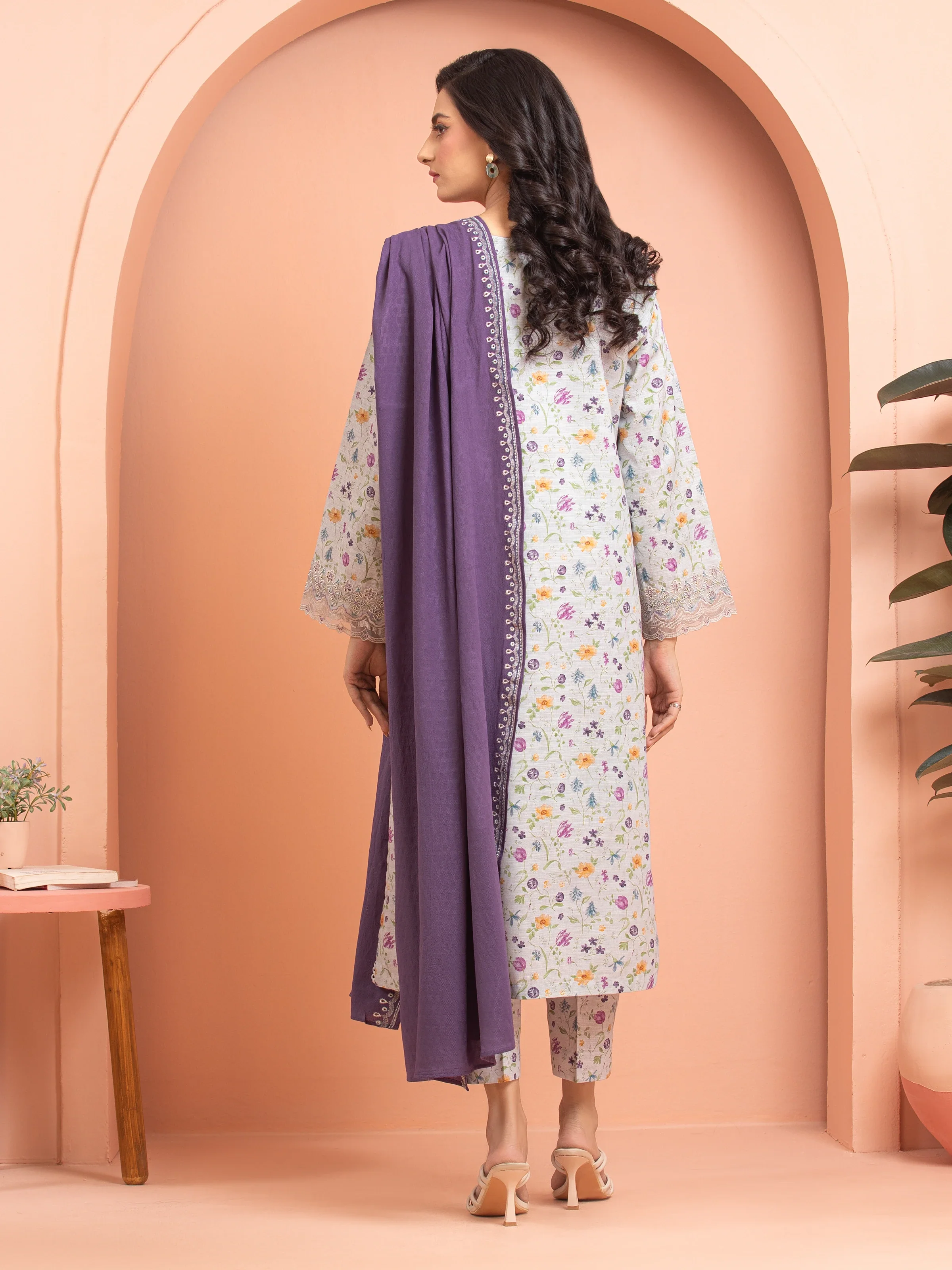 Unstitched Embroidered Khaddar Suit - EWU24V11-30199-3P - Image 2