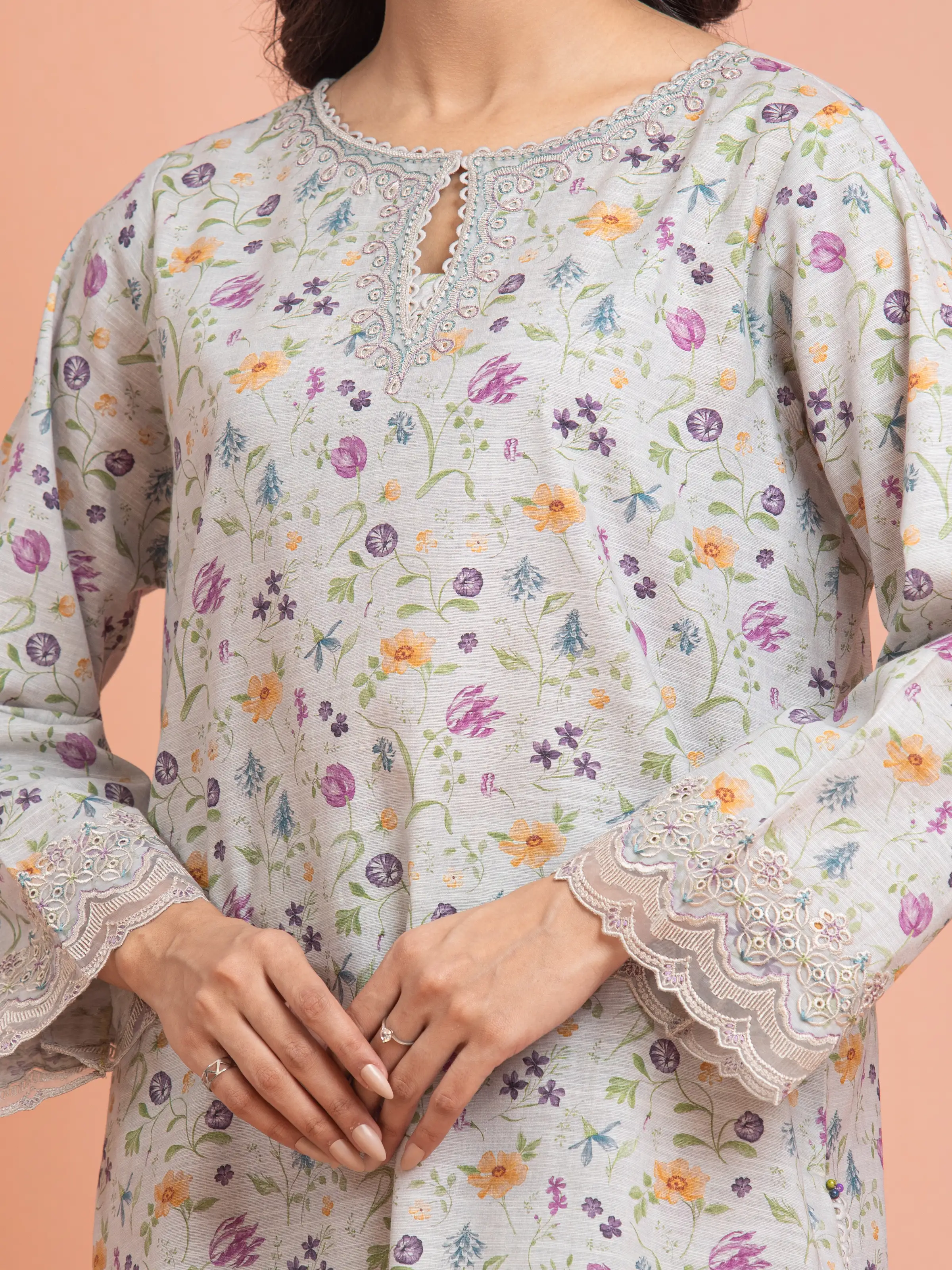 Unstitched Embroidered Khaddar Suit - EWU24V11-30199-3P - Image 3
