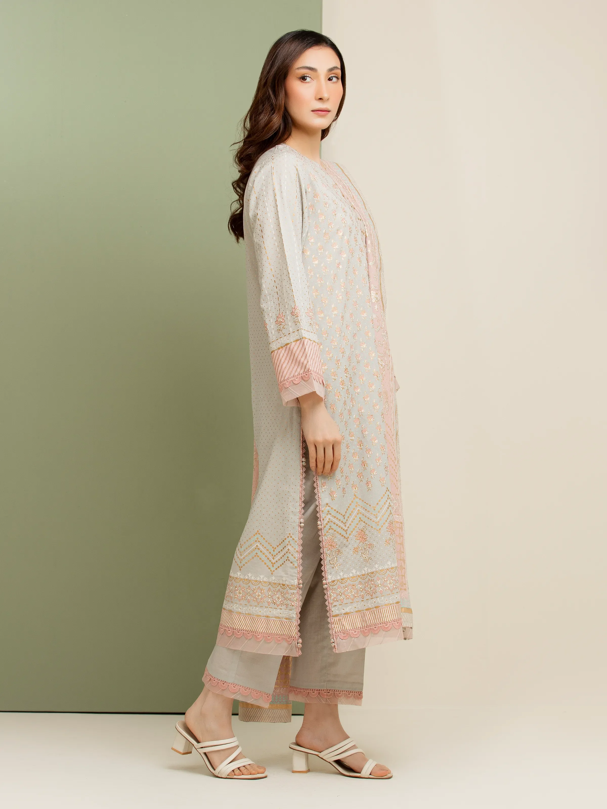 Unstitched Block Print Cambric Suit - EWU5M1-032-3P - Image 5
