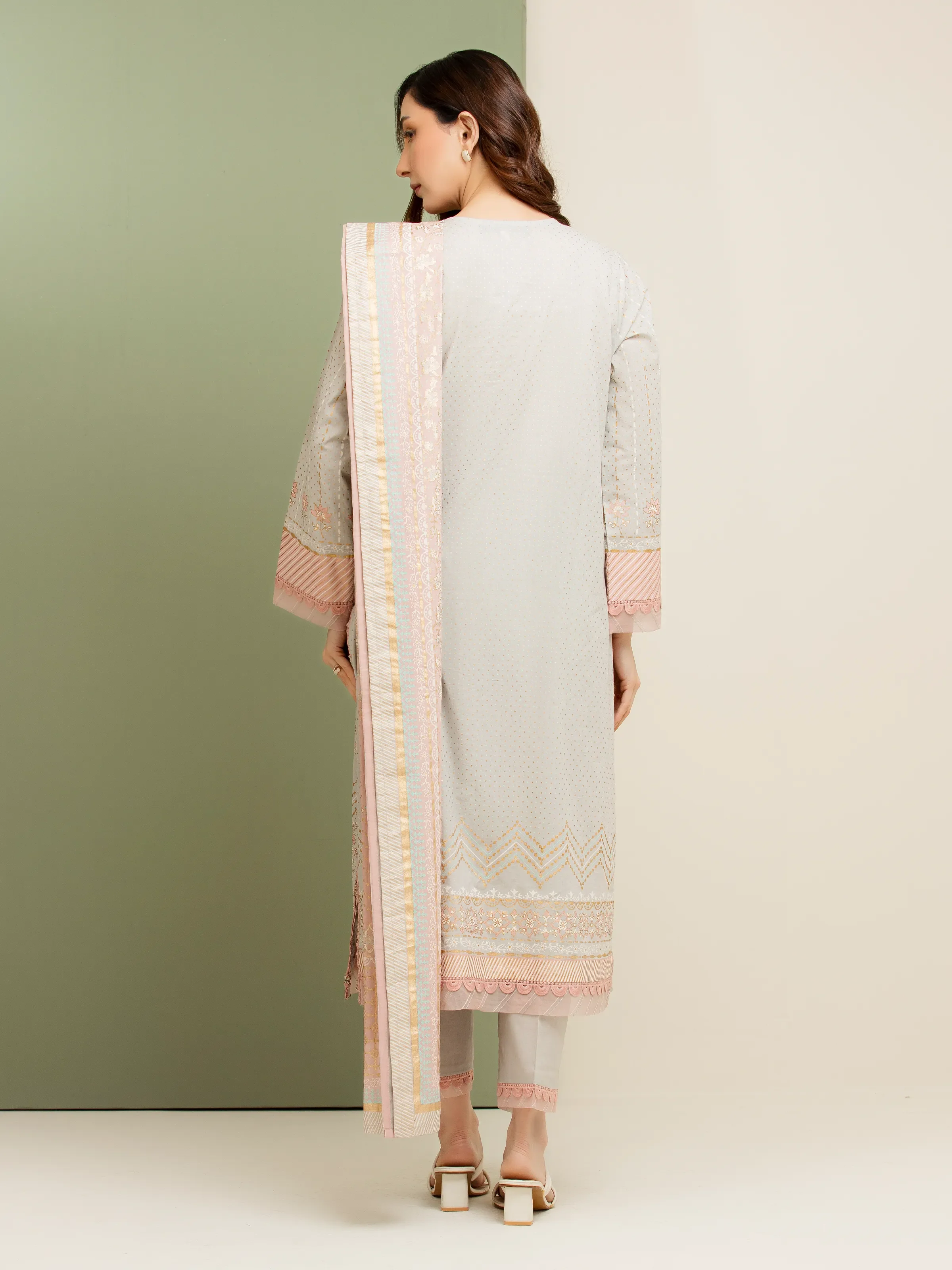 Unstitched Block Print Cambric Suit - EWU5M1-032-3P - Image 6