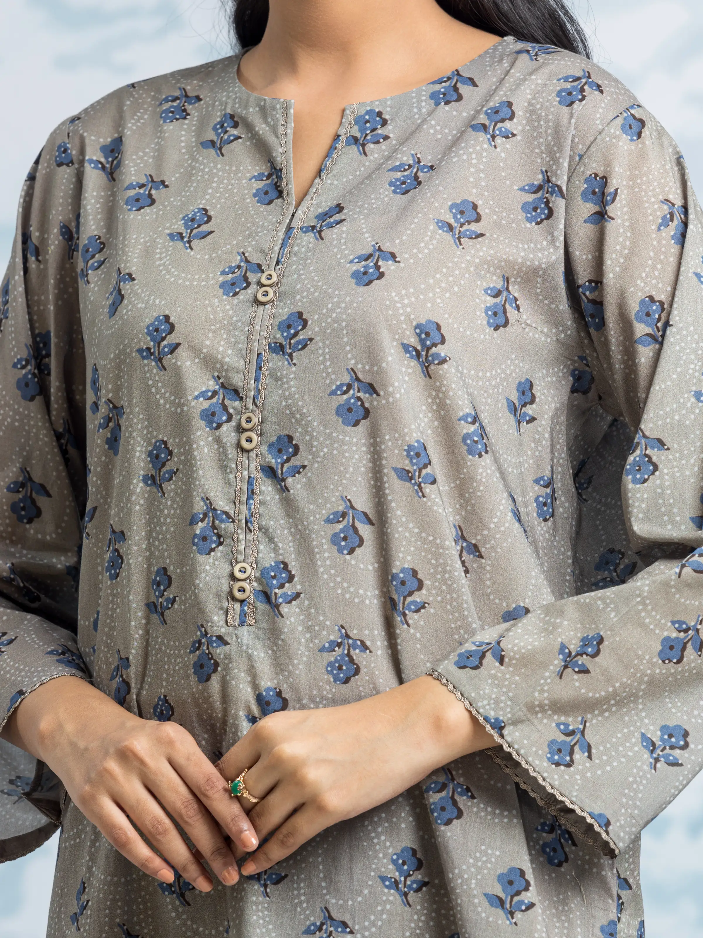 Unstitched Printed Khaddar Suit - EWU24A3-29708-3P - Image 3