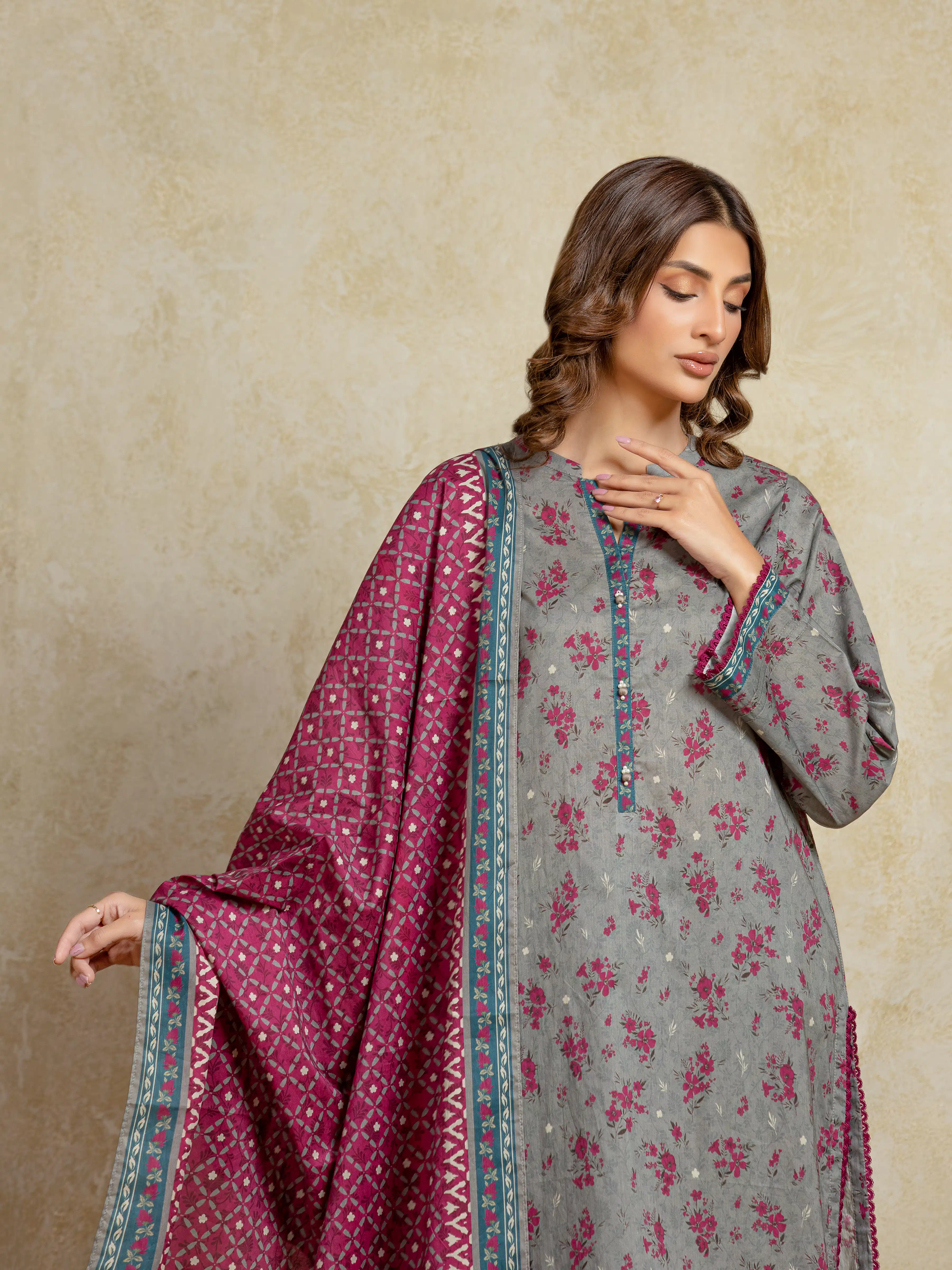 Unstitched Printed Khaddar Suit - EWU5A3-35911-3P - Image 2