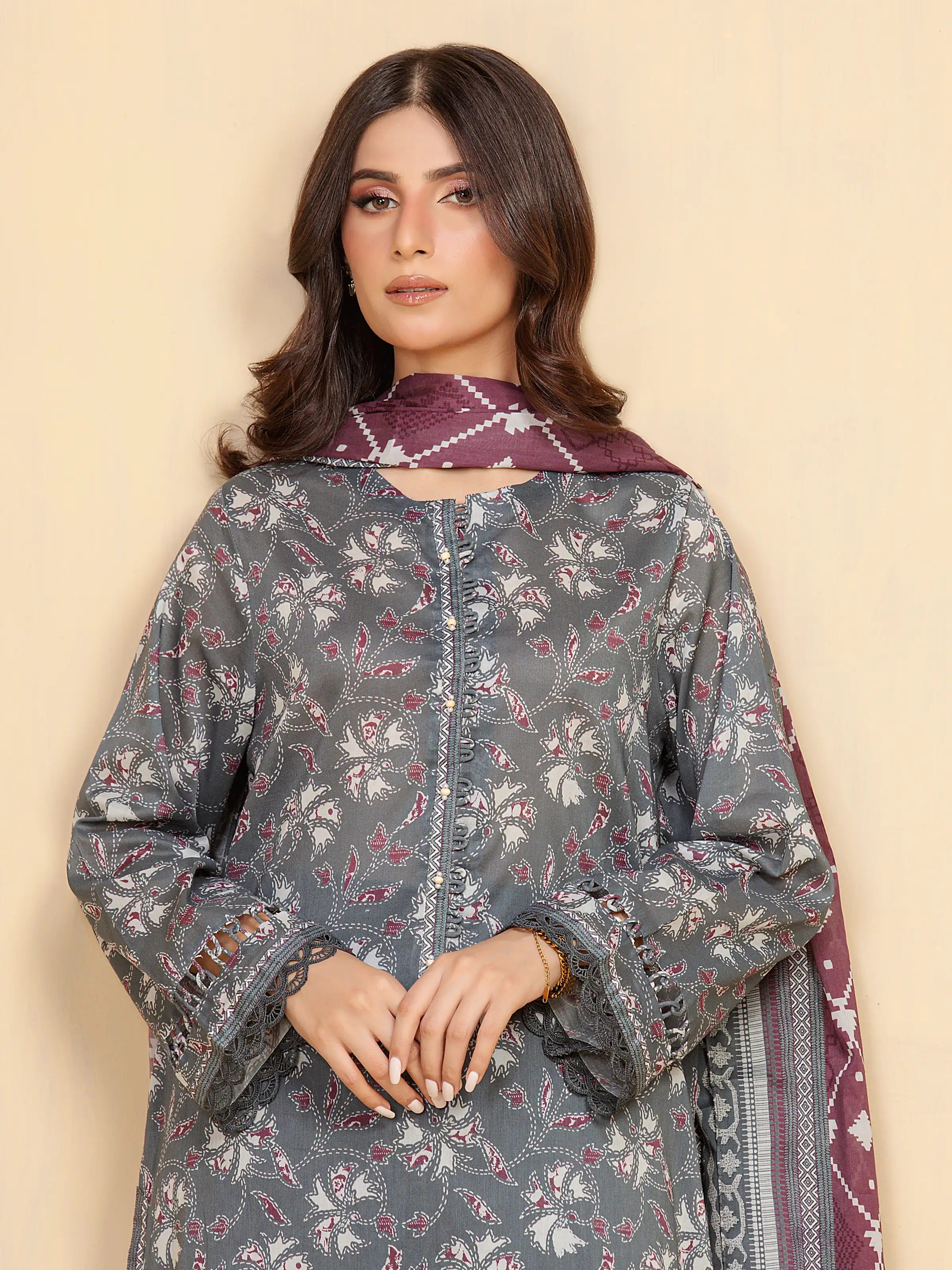 Unstitched Printed Khaddar Suit - EWU5A3-36020-3P - Image 2